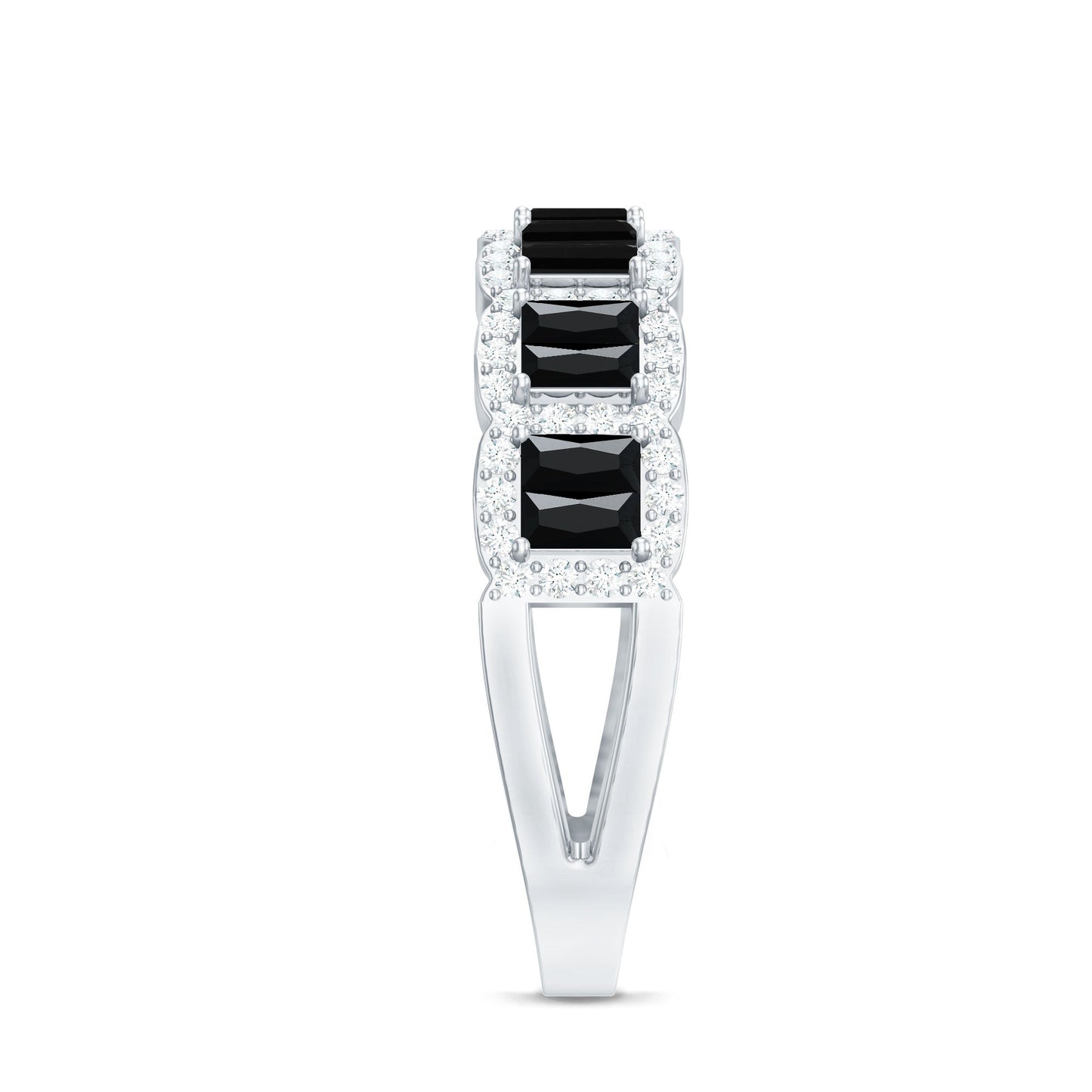 Created Black Diamond and Moissanite Half Eternity Band Ring