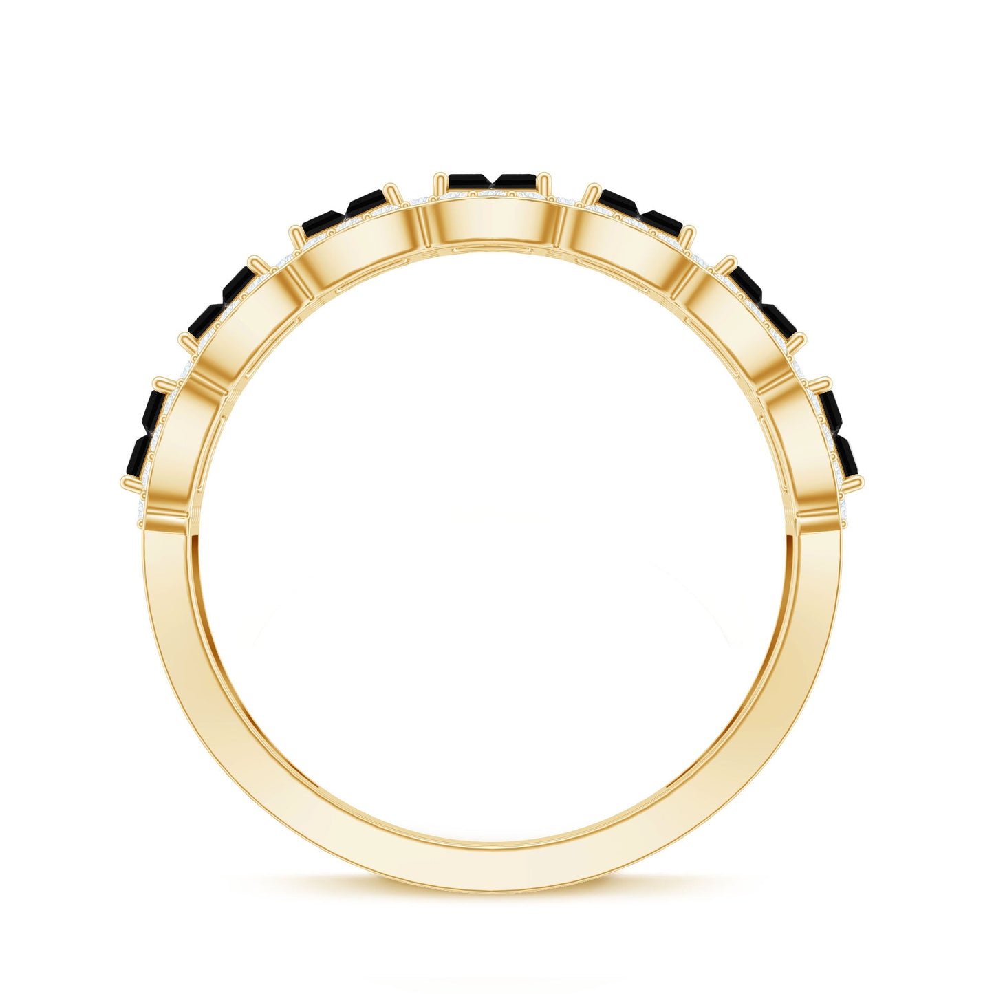 Created Black Diamond and Moissanite Half Eternity Band Ring