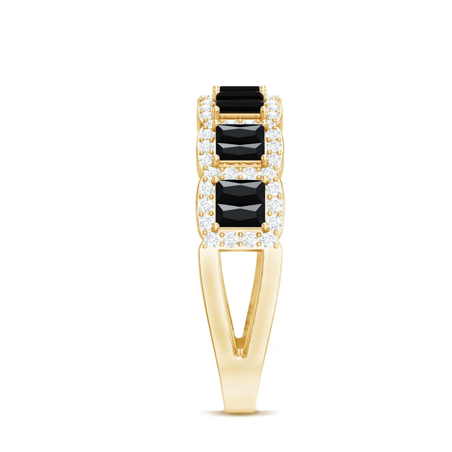 Created Black Diamond and Moissanite Half Eternity Band Ring