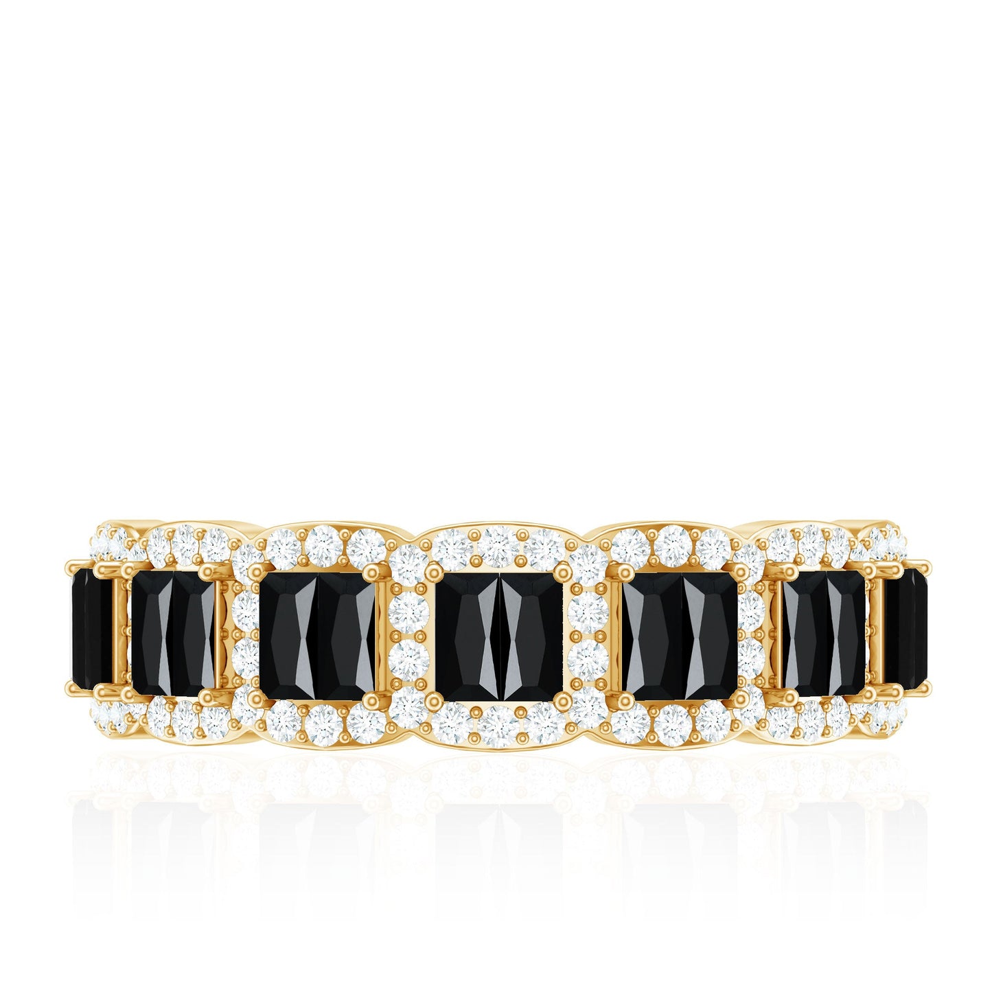 Created Black Diamond and Moissanite Half Eternity Band Ring