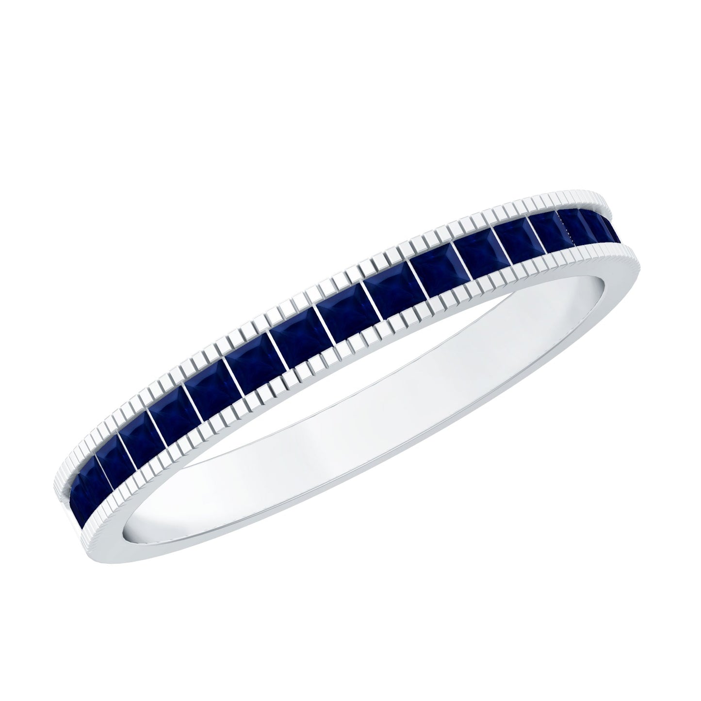 3/4 CT Blue Sapphire Half Eternity Band Ring in Channel Setting