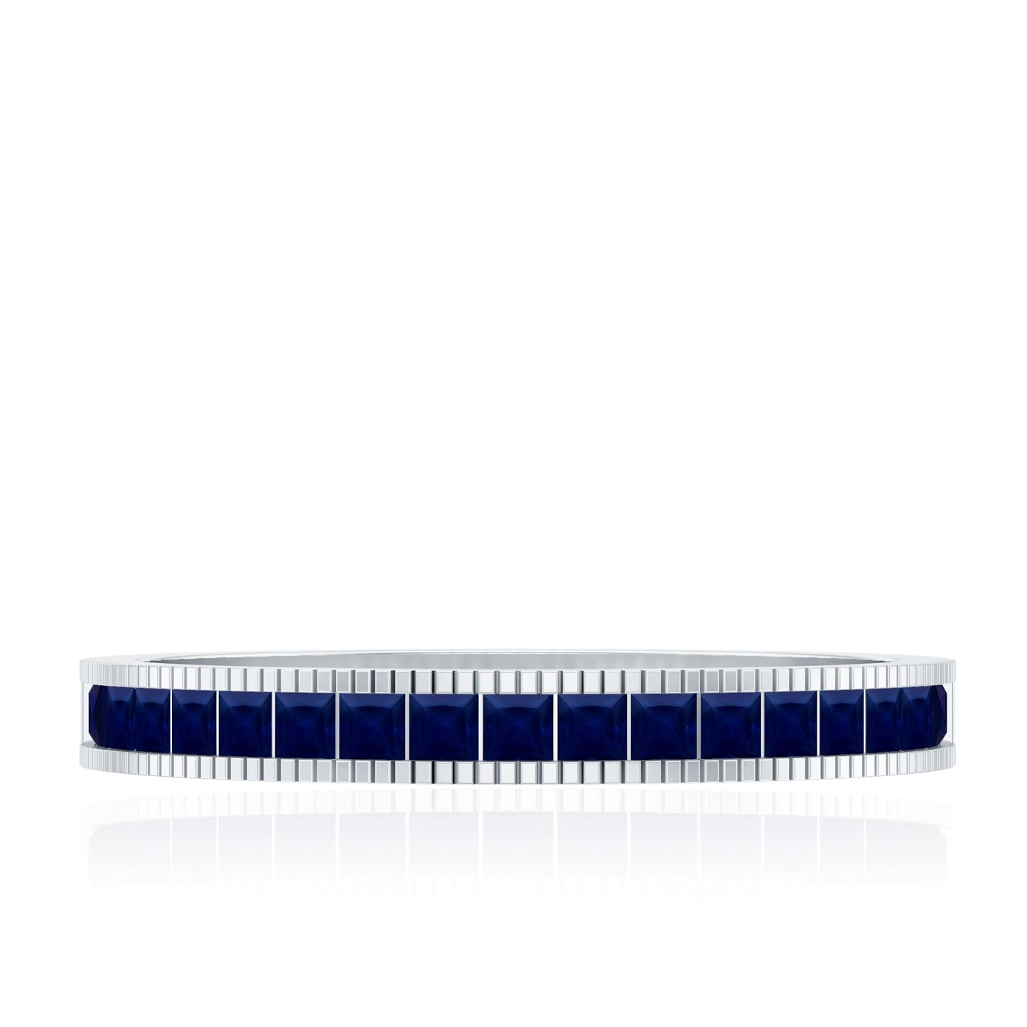 3/4 CT Blue Sapphire Half Eternity Band Ring in Channel Setting
