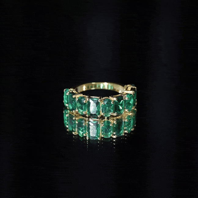 Certified Lab Grown Emerald Wedding Anniversary Band