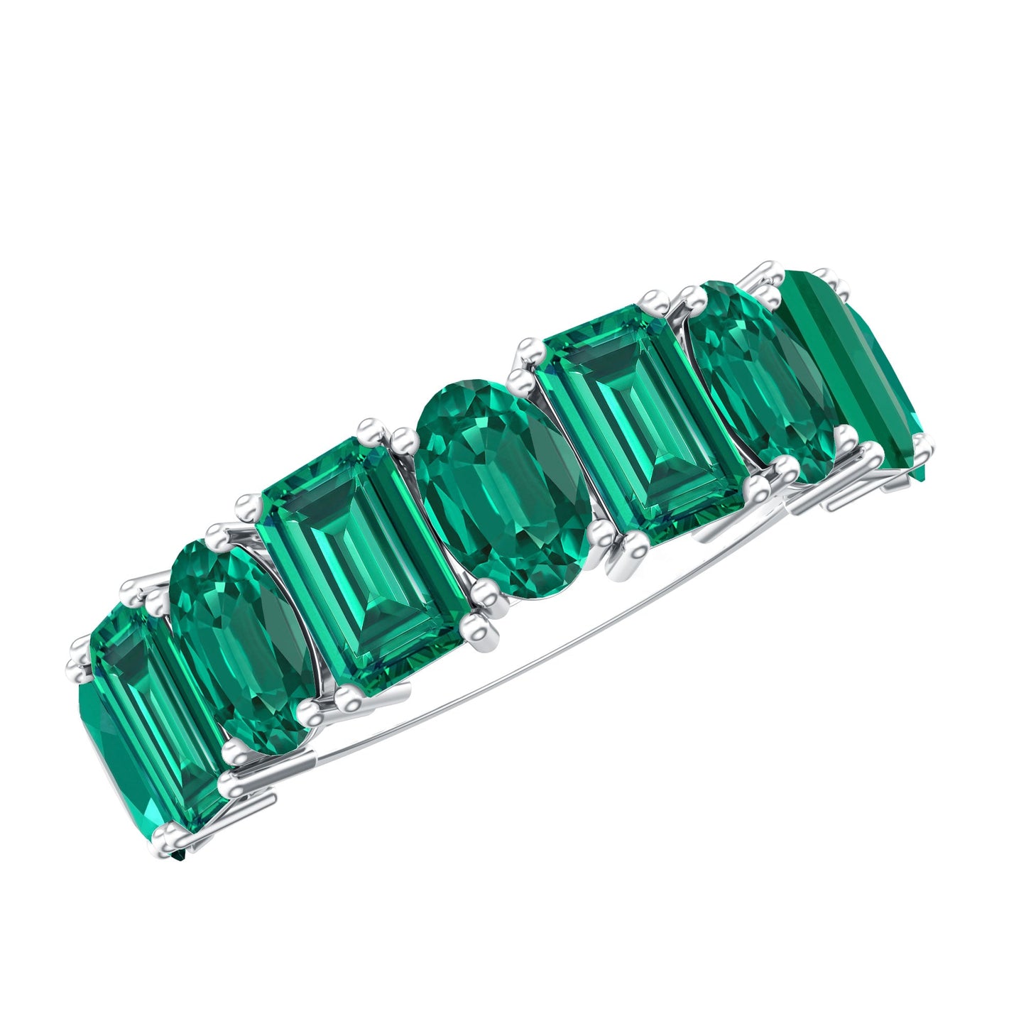 Certified Lab Grown Emerald Wedding Anniversary Band
