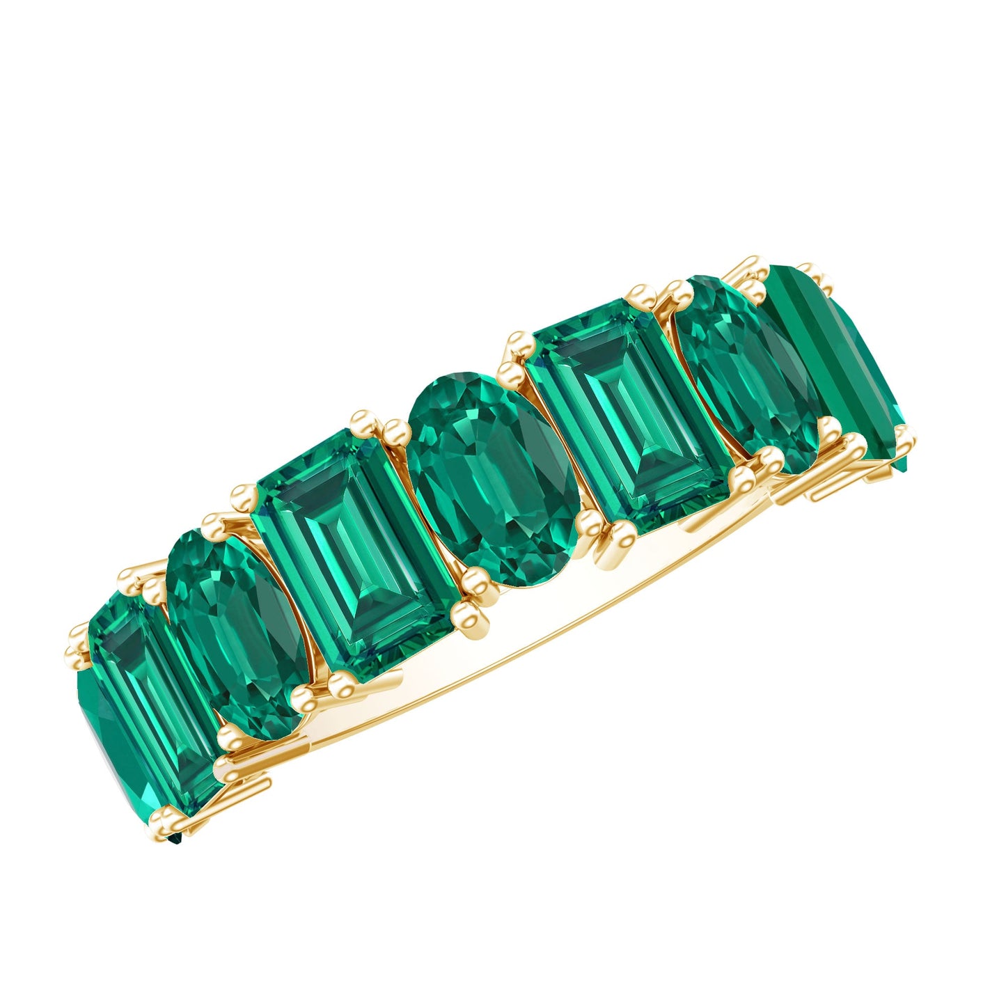 Certified Lab Grown Emerald Wedding Anniversary Band