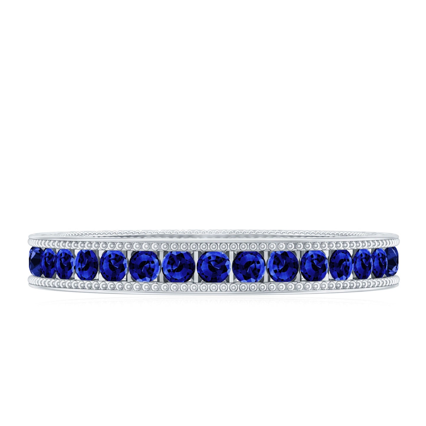 Certified Lab Created Blue Sapphire Full Eternity Ring in Channel Setting