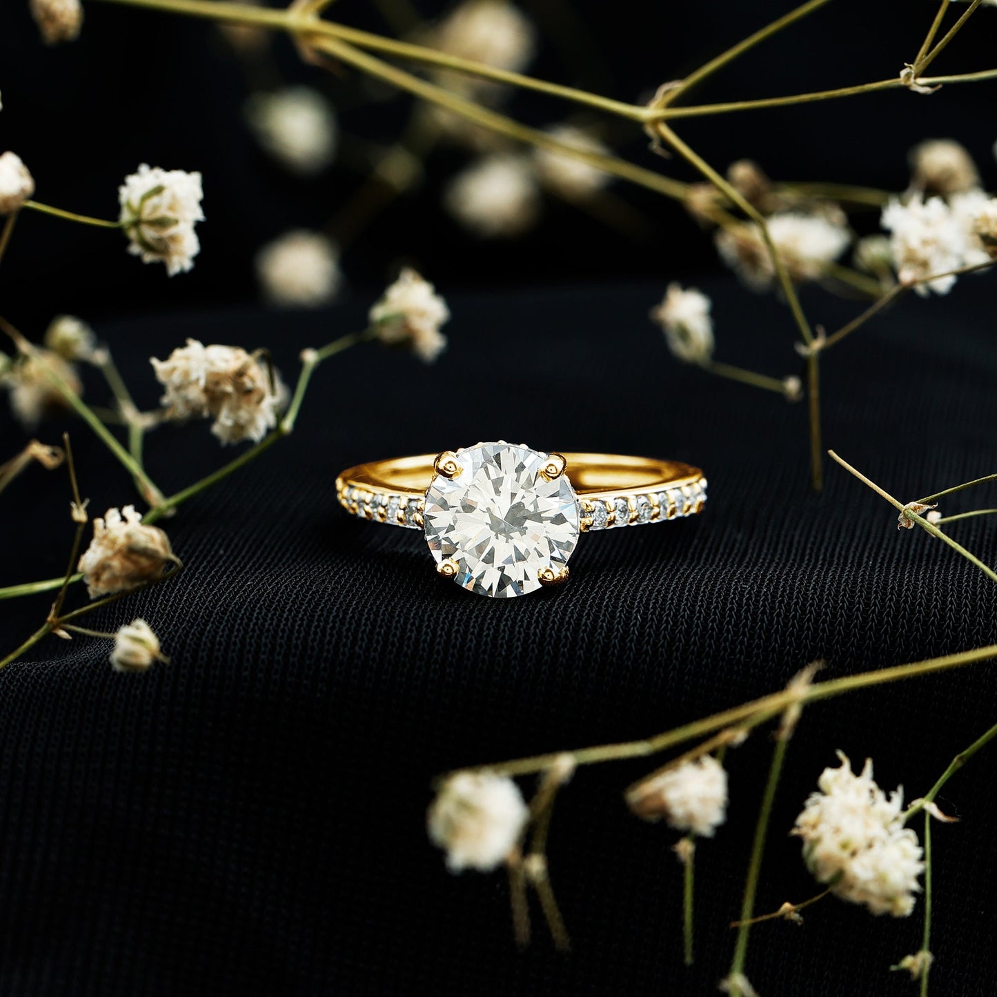 2.25 CT Round Cut Moissanite Engagement Ring in 4 Prong Setting