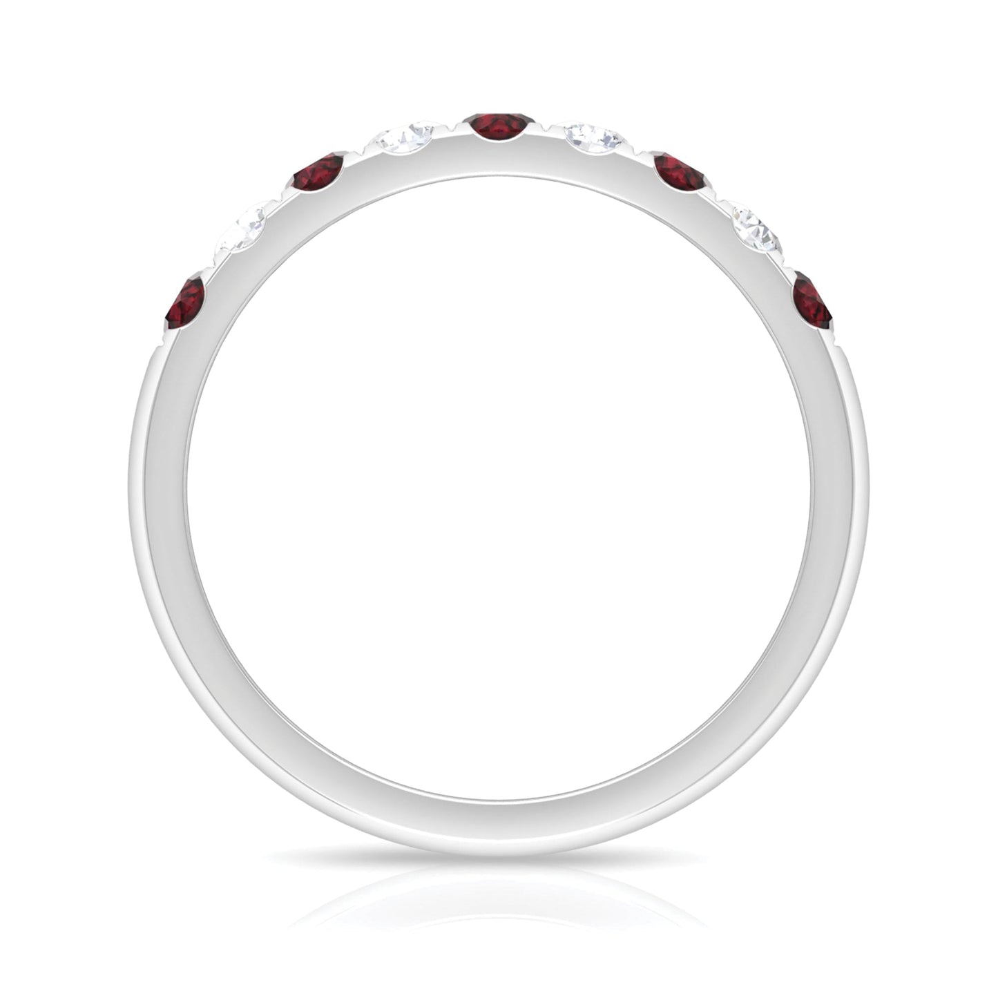 Genuine Garnet Diamond Half Eternity Wedding Ring
