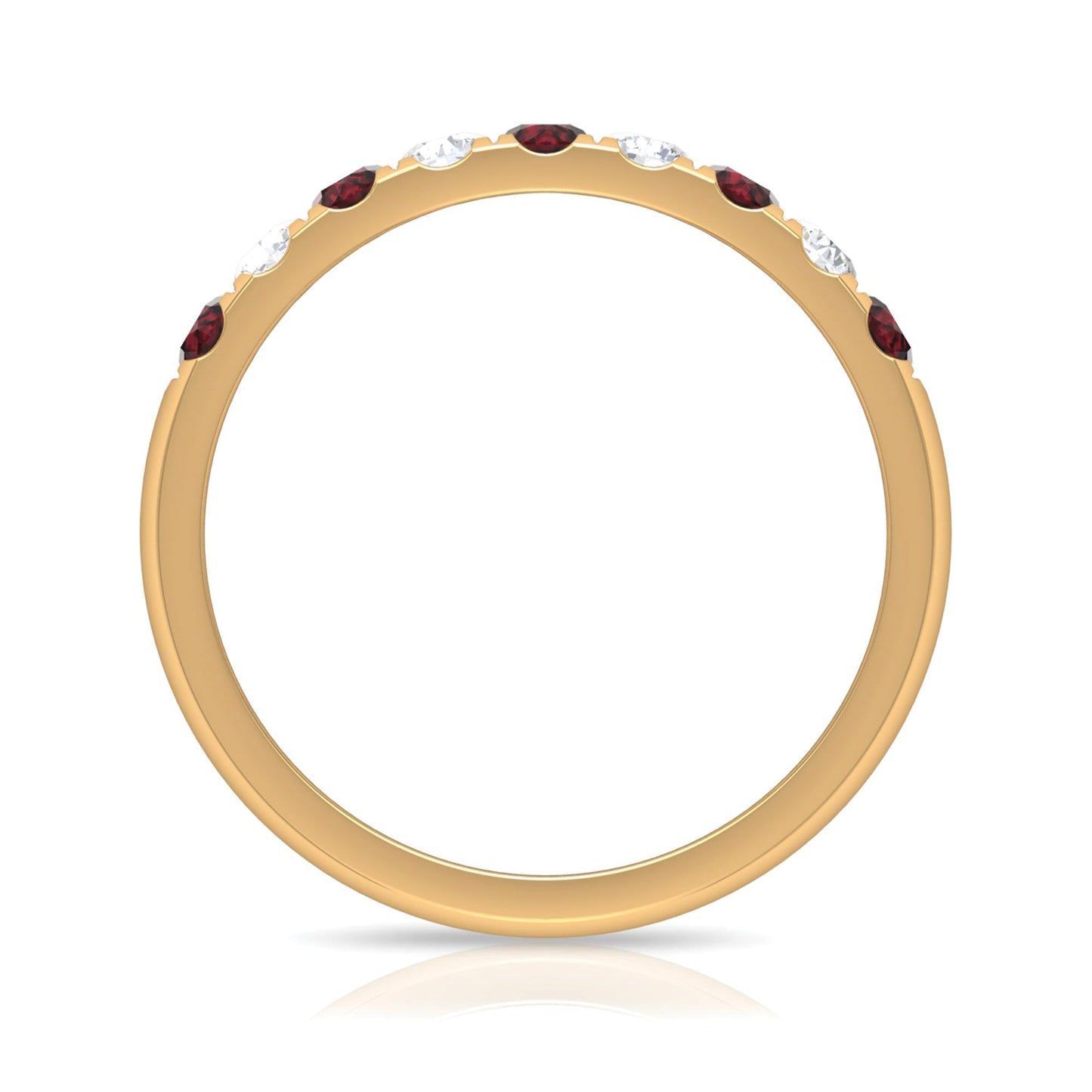 Genuine Garnet Diamond Half Eternity Wedding Ring