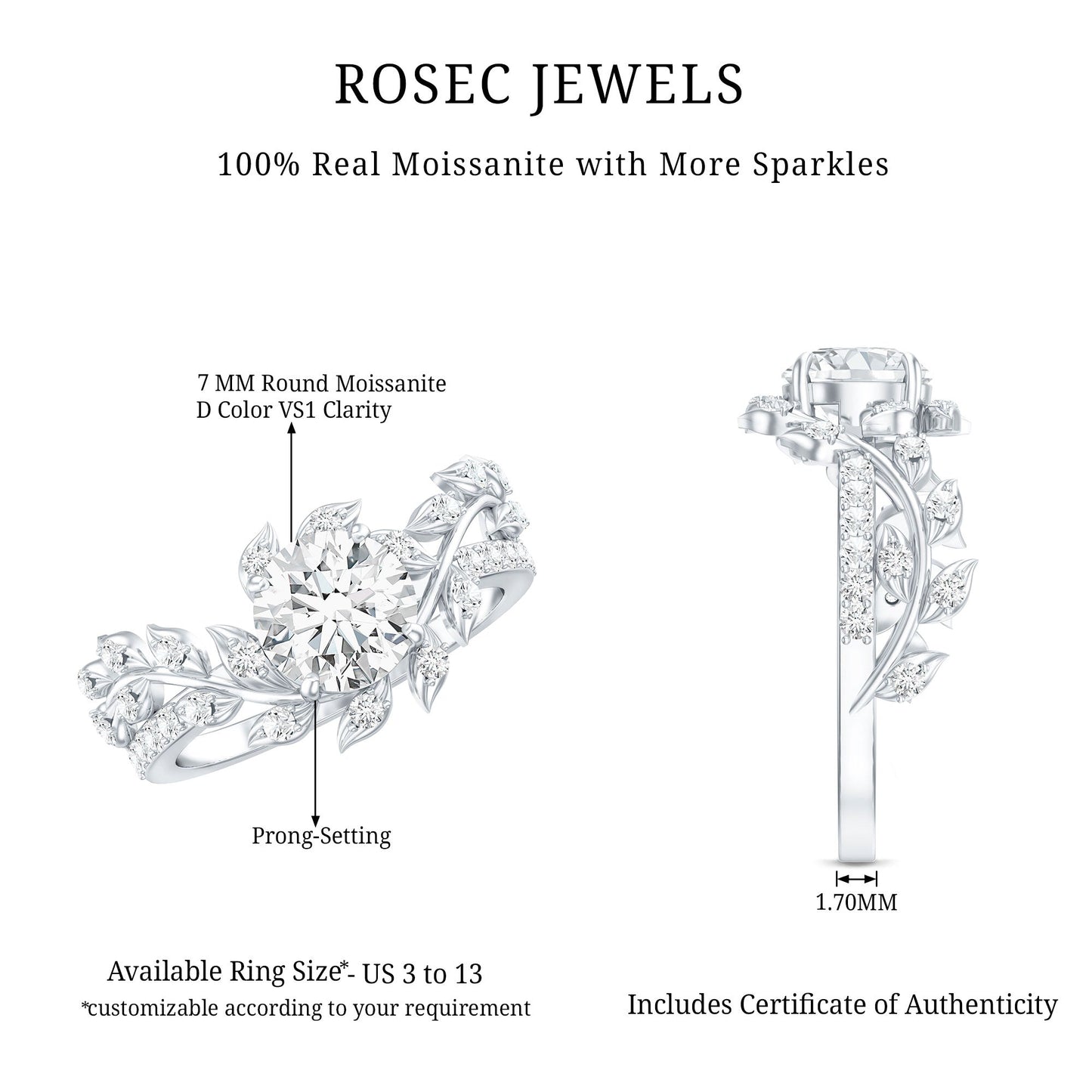 Moissanite Flower Engagement Ring