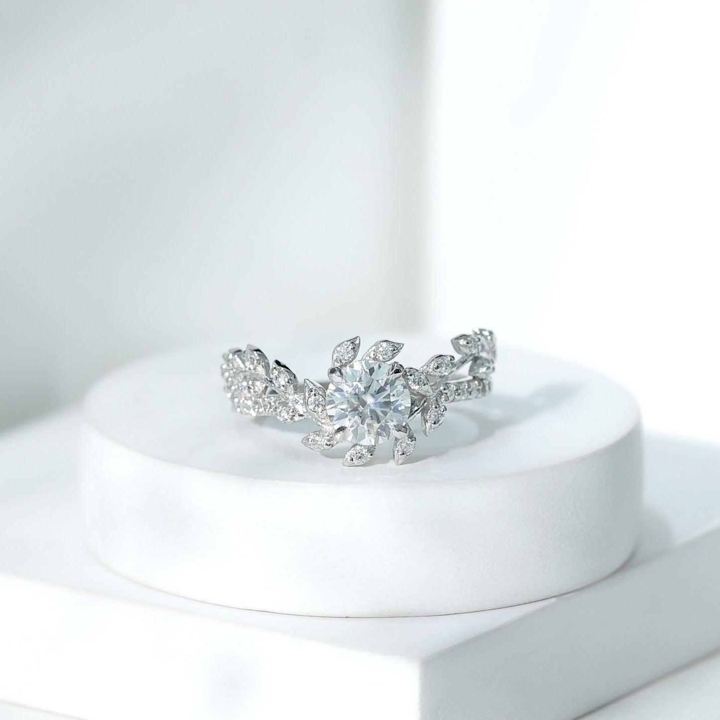 Moissanite Flower Engagement Ring