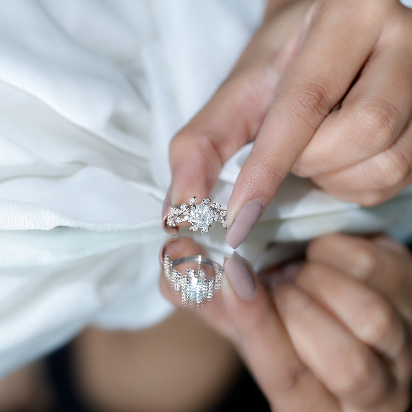 Moissanite Flower Engagement Ring