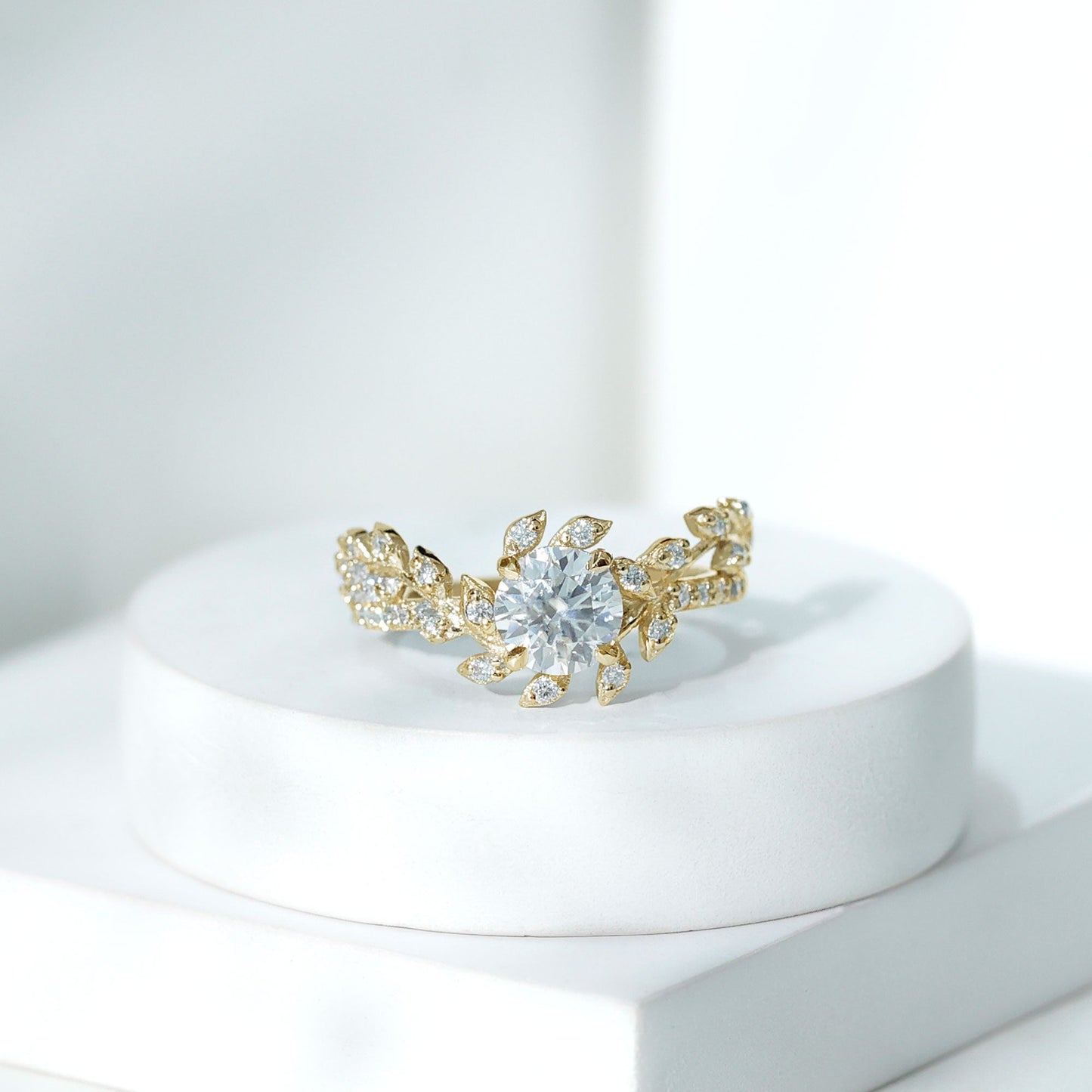 Moissanite Flower Engagement Ring