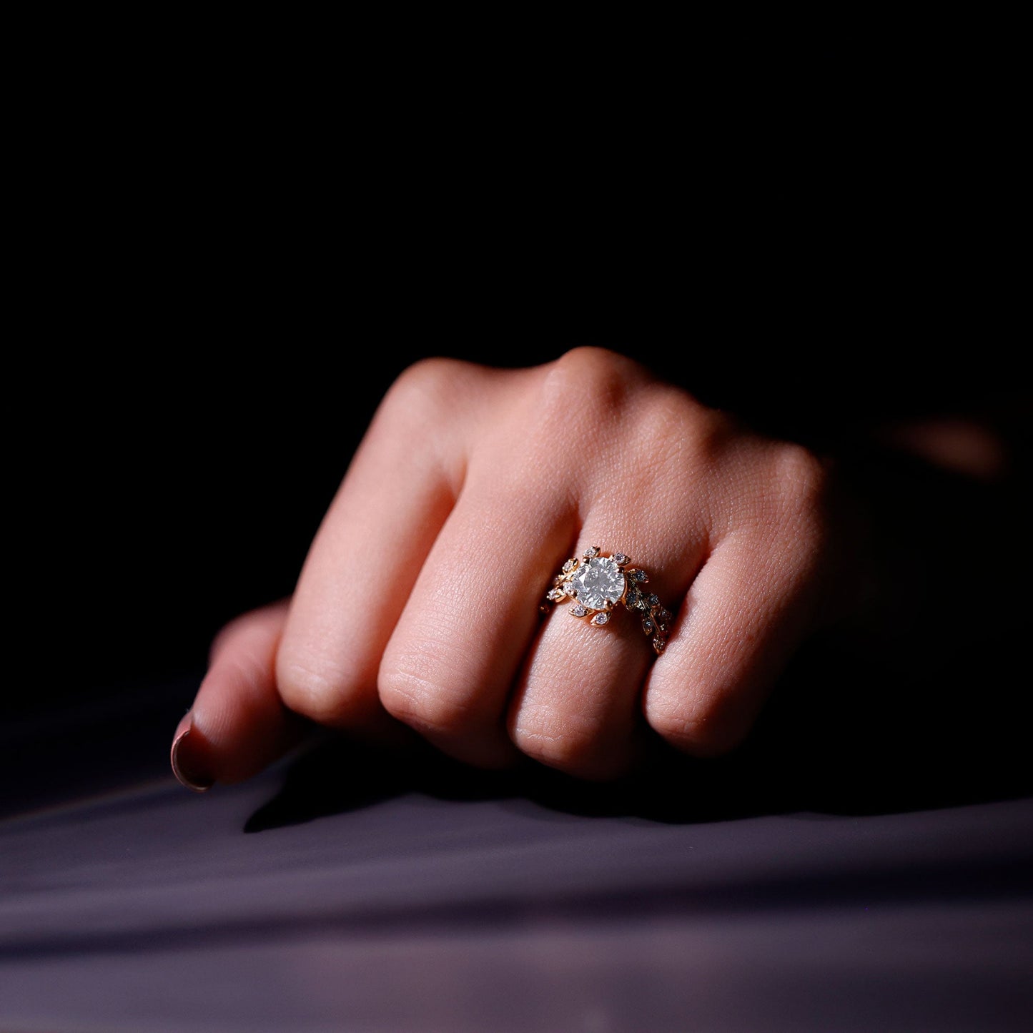 Moissanite Flower Engagement Ring