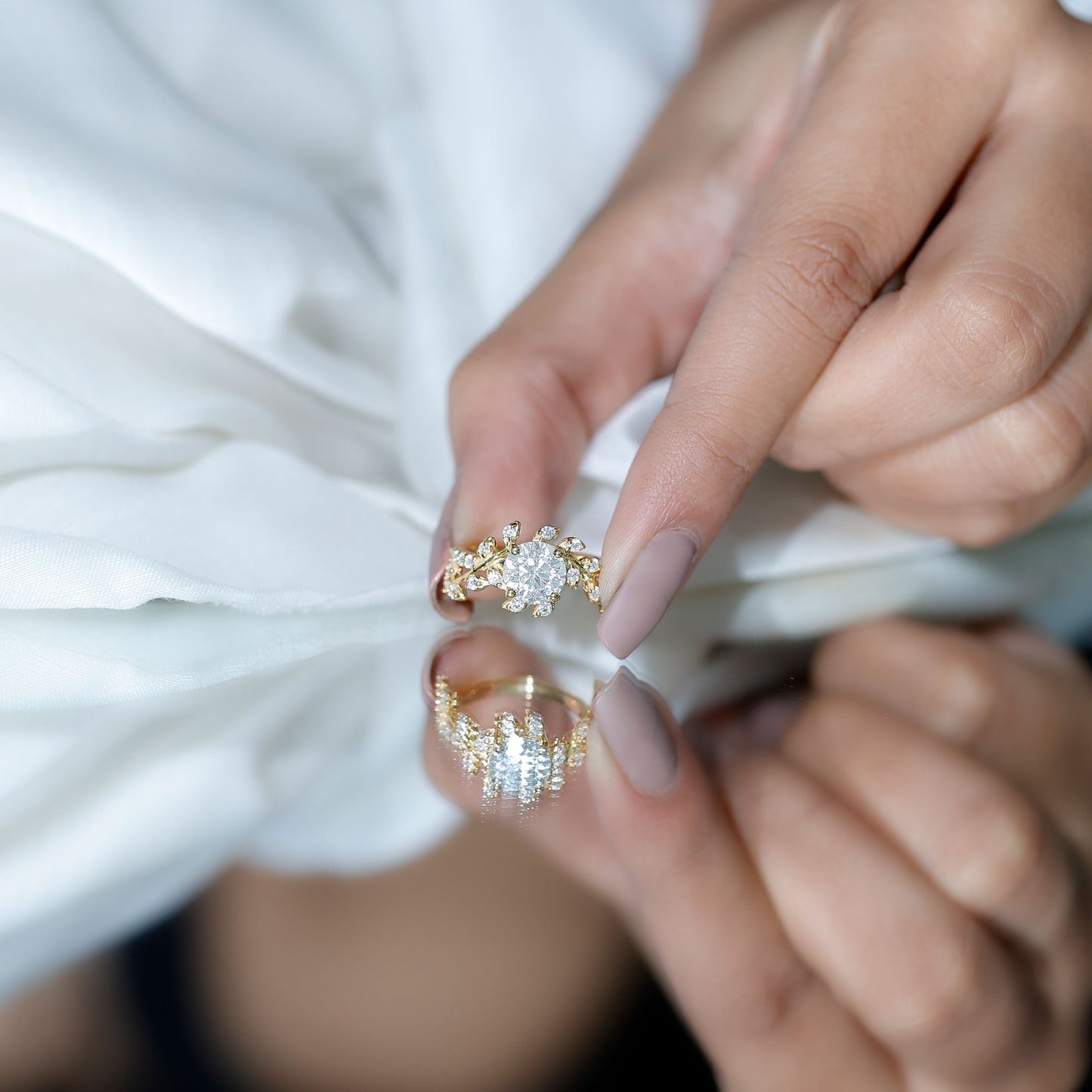 Moissanite Flower Engagement Ring