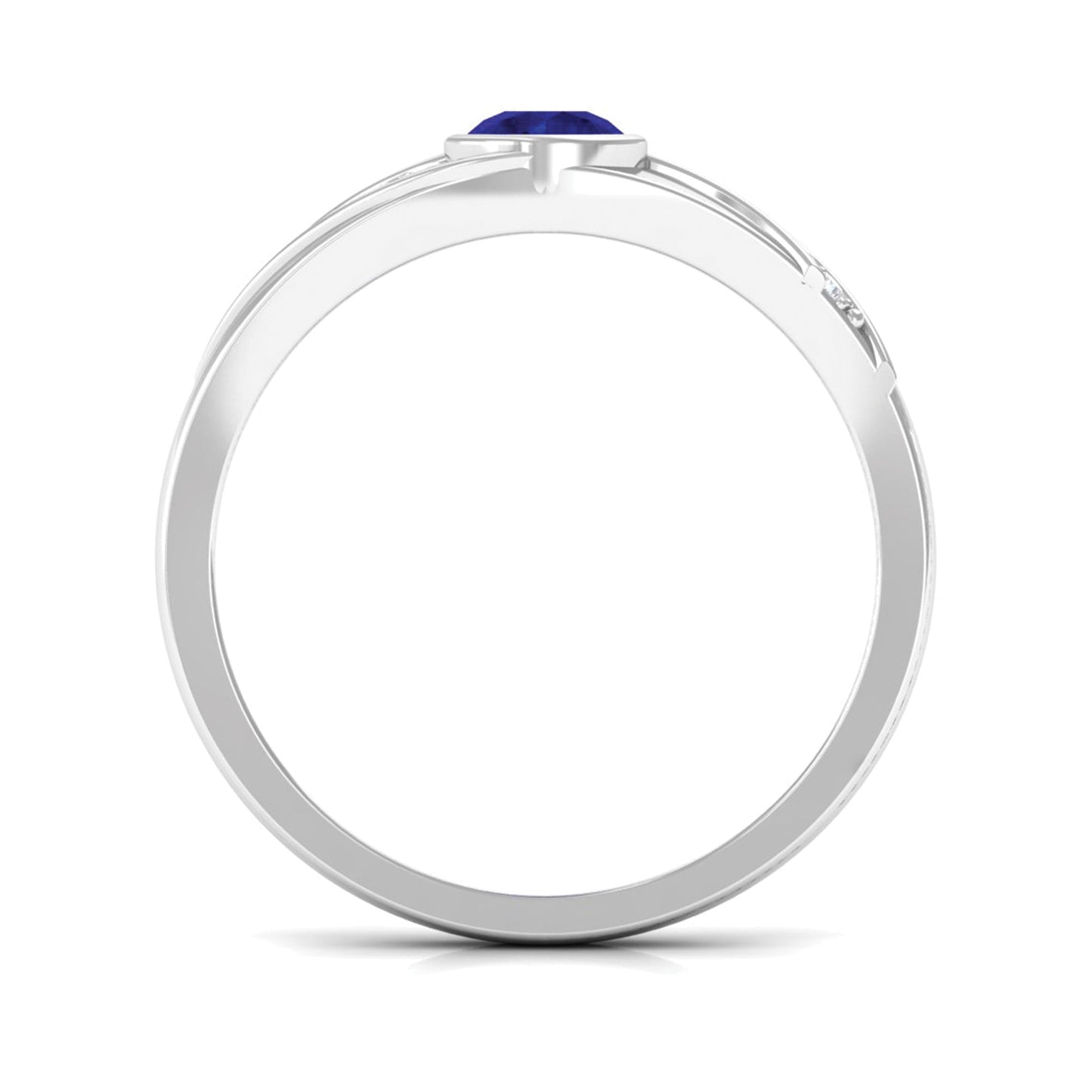Bezel Set Blue Sapphire and Diamond Engagement Ring for Men