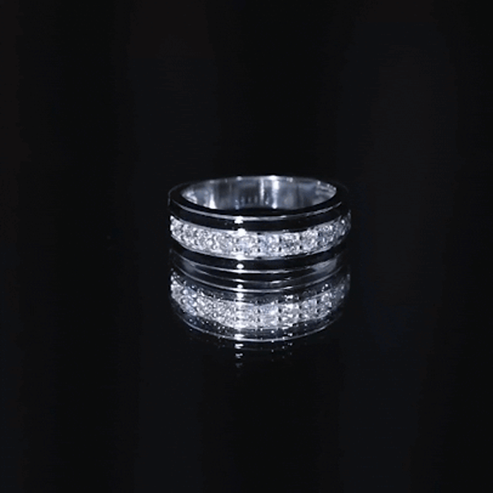 Natural Diamond and Enamel Wedding Band for Men