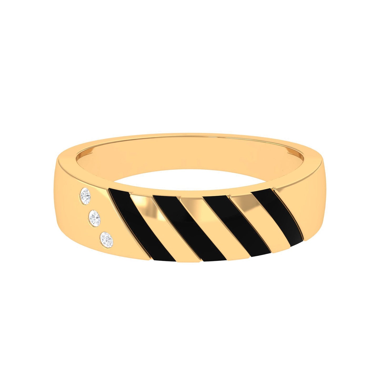 Real Diamond Enamel Band Ring in Flush Setting