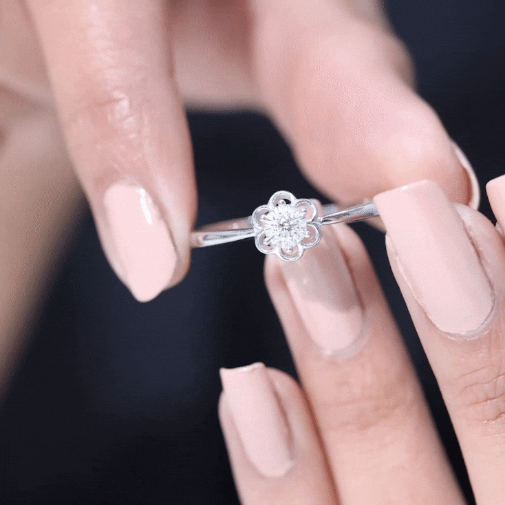 Miracle Plate Real Diamond Flower Promise Ring