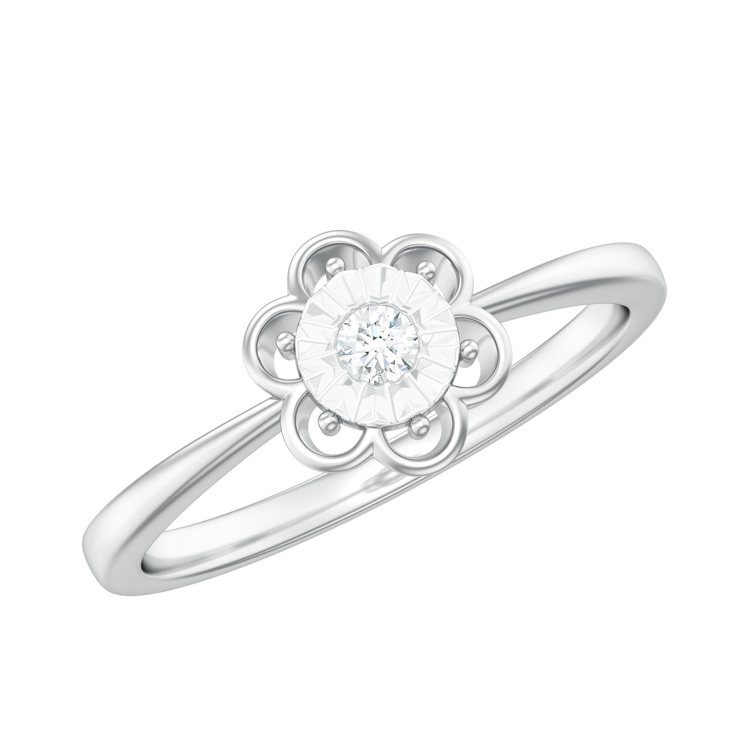 Miracle Plate Real Diamond Flower Promise Ring