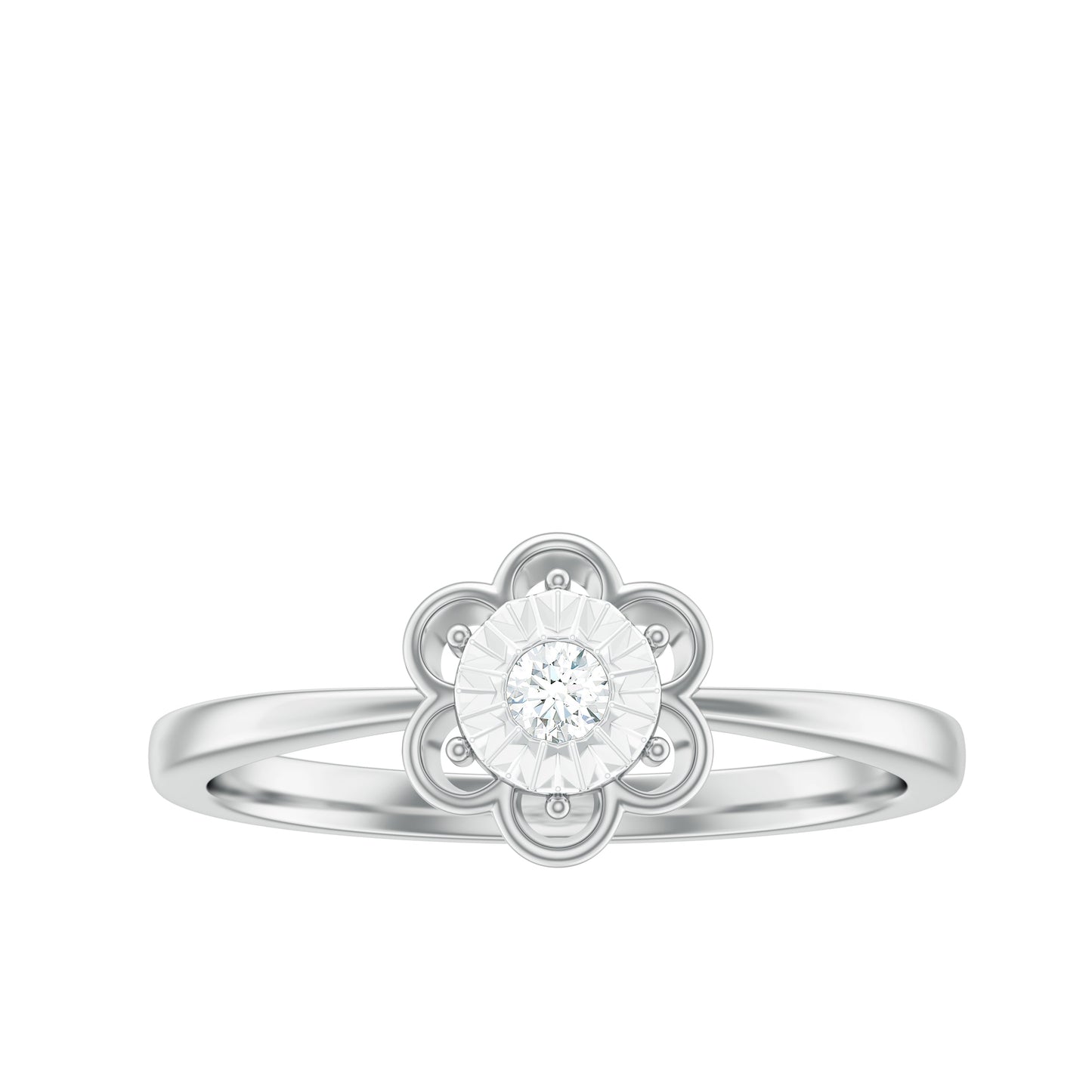 Miracle Plate Real Diamond Flower Promise Ring