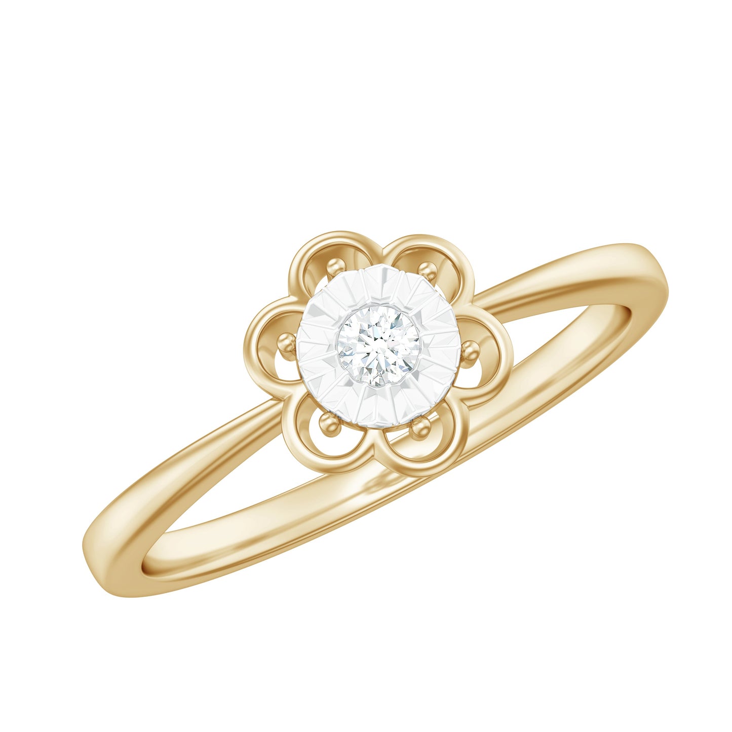 Miracle Plate Real Diamond Flower Promise Ring