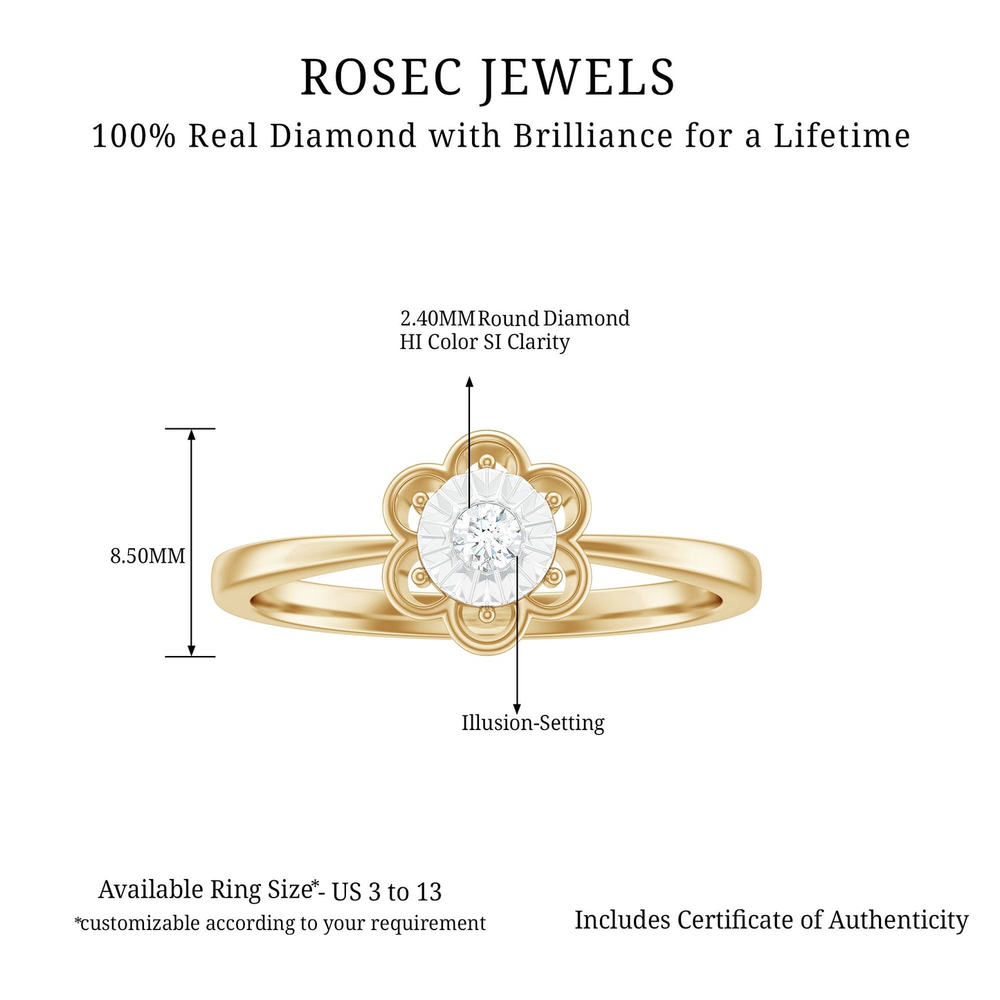 Miracle Plate Real Diamond Flower Promise Ring