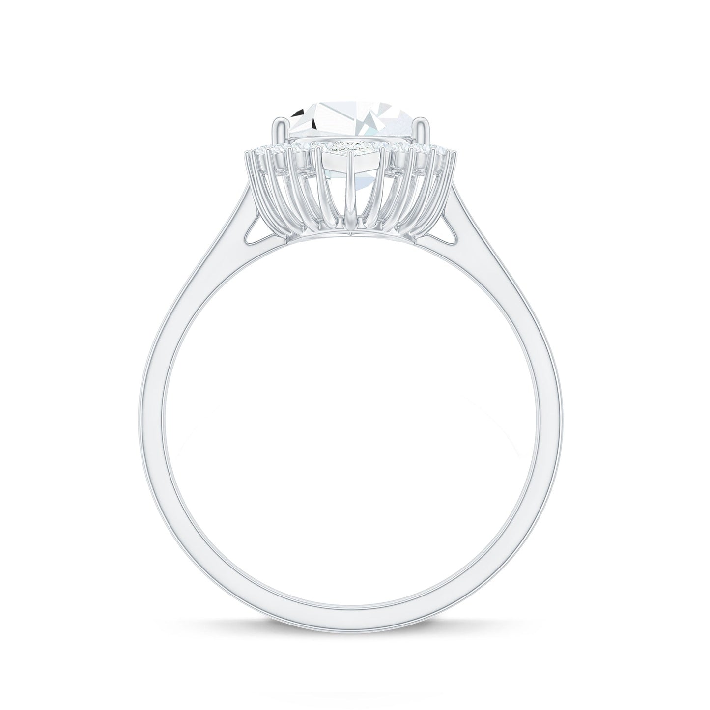Pear Shape Moissanite Huge Engagement Ring with Halo