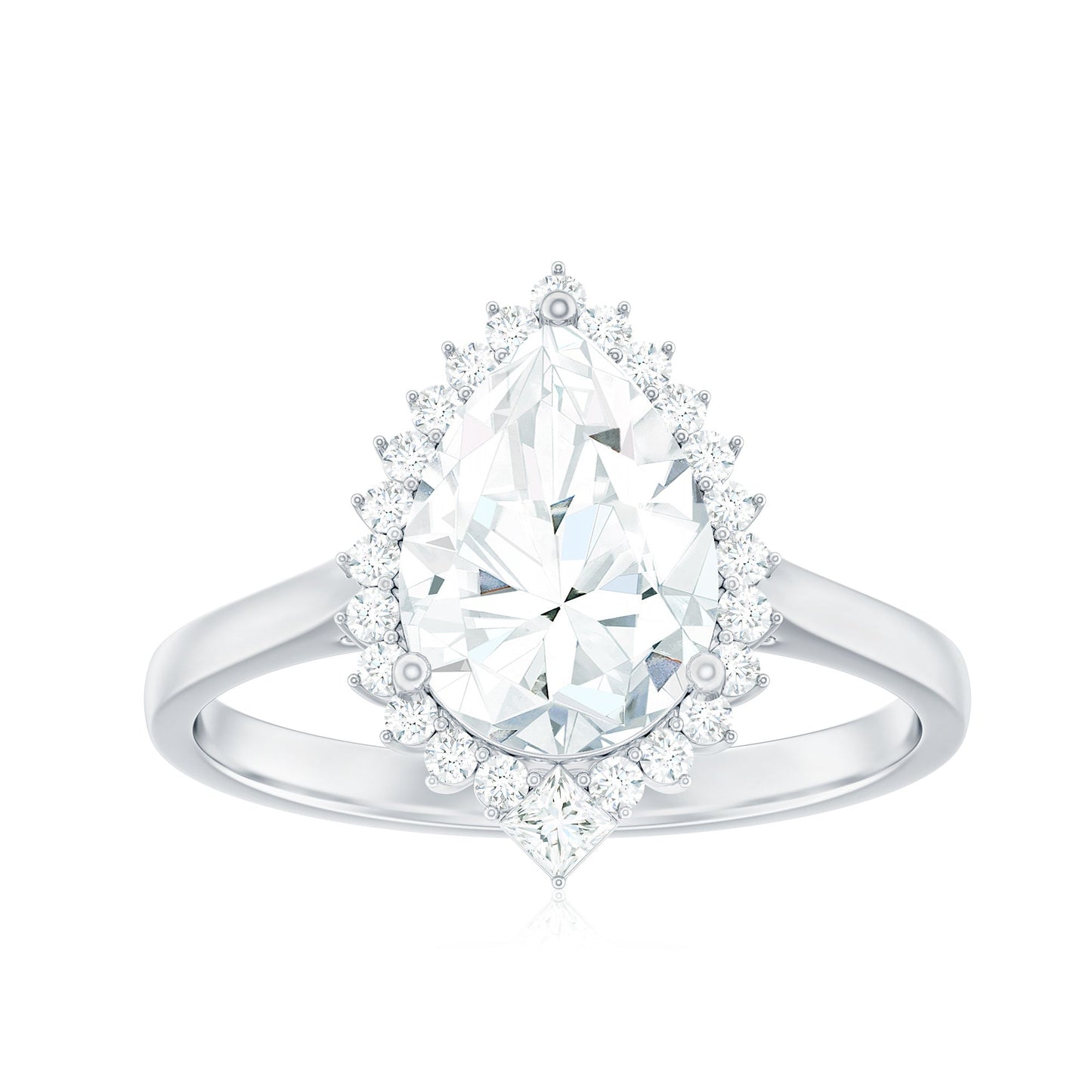 Pear Shape Moissanite Huge Engagement Ring with Halo