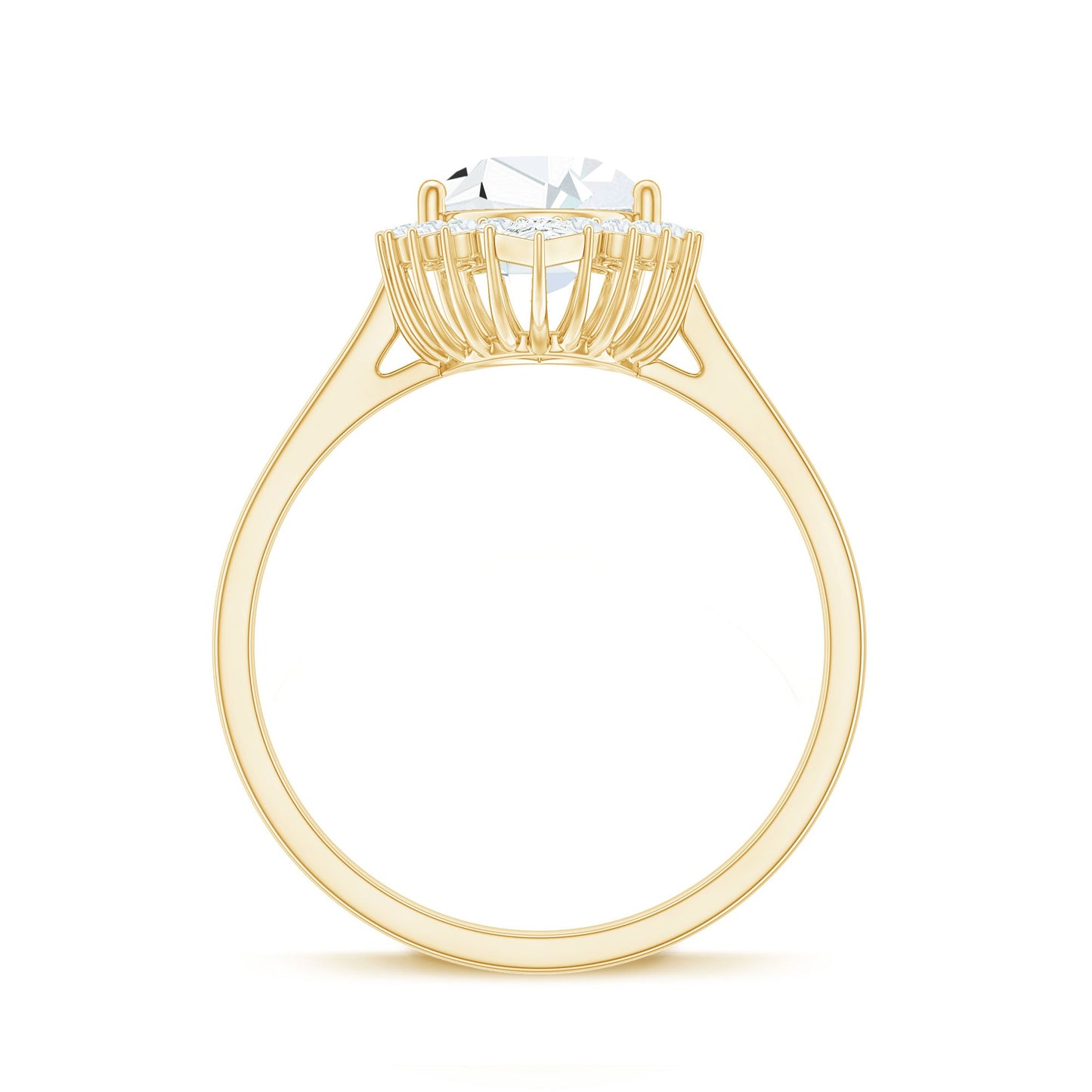 Pear Shape Moissanite Huge Engagement Ring with Halo