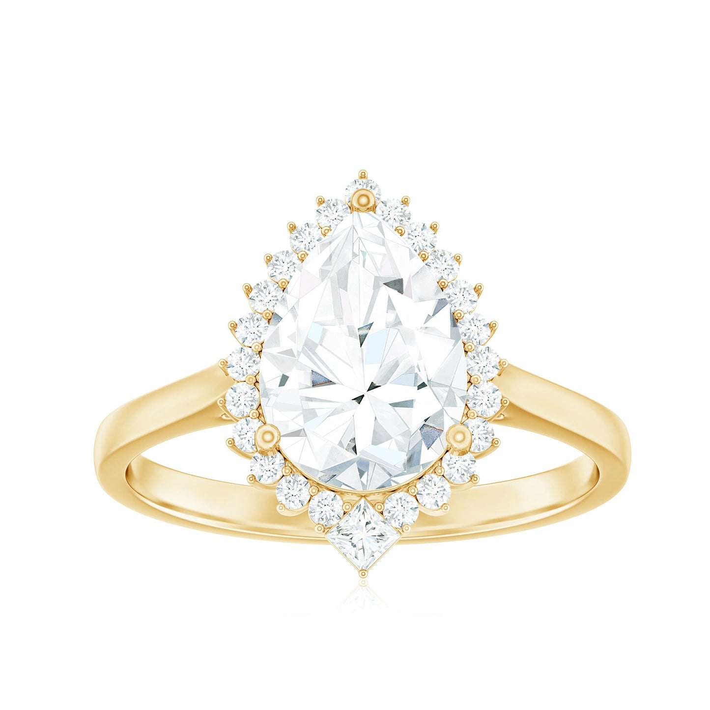 Pear Shape Moissanite Huge Engagement Ring with Halo