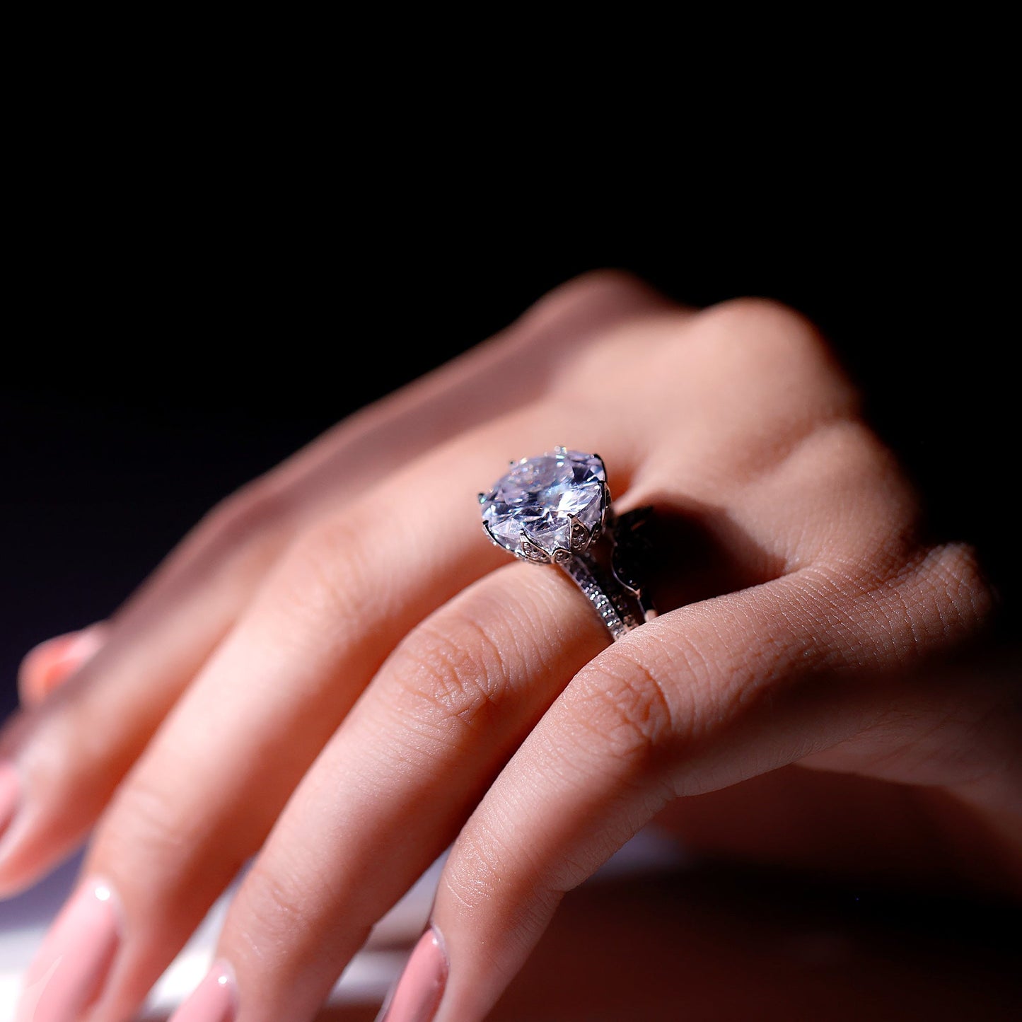 Cubic Zirconia Floral Inspired Wedding Ring Set For Women