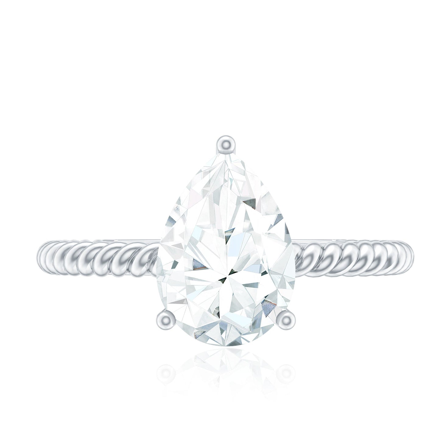 Certified Pear Zircon Solitaire Engagement Ring