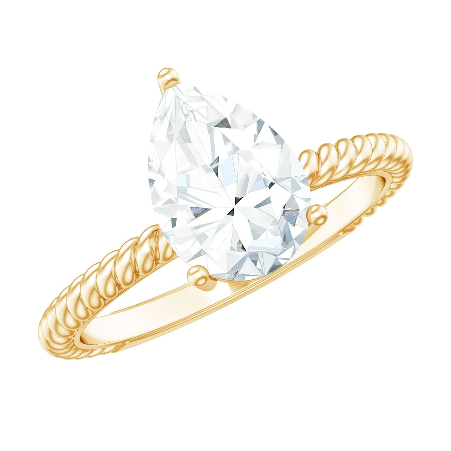 Certified Pear Zircon Solitaire Engagement Ring