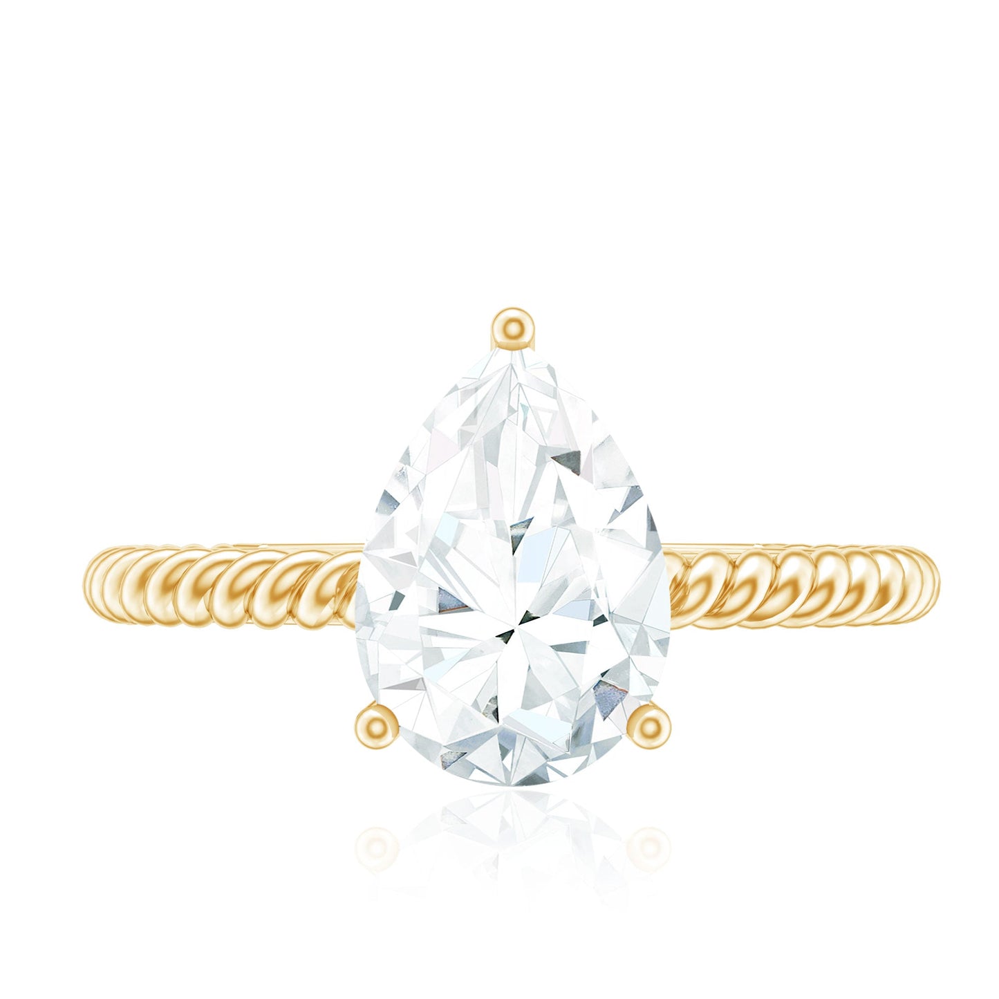 Certified Pear Zircon Solitaire Engagement Ring