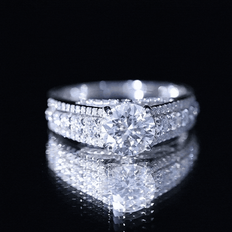 Round Cubic Zirconia Engagement Ring with Side Stones