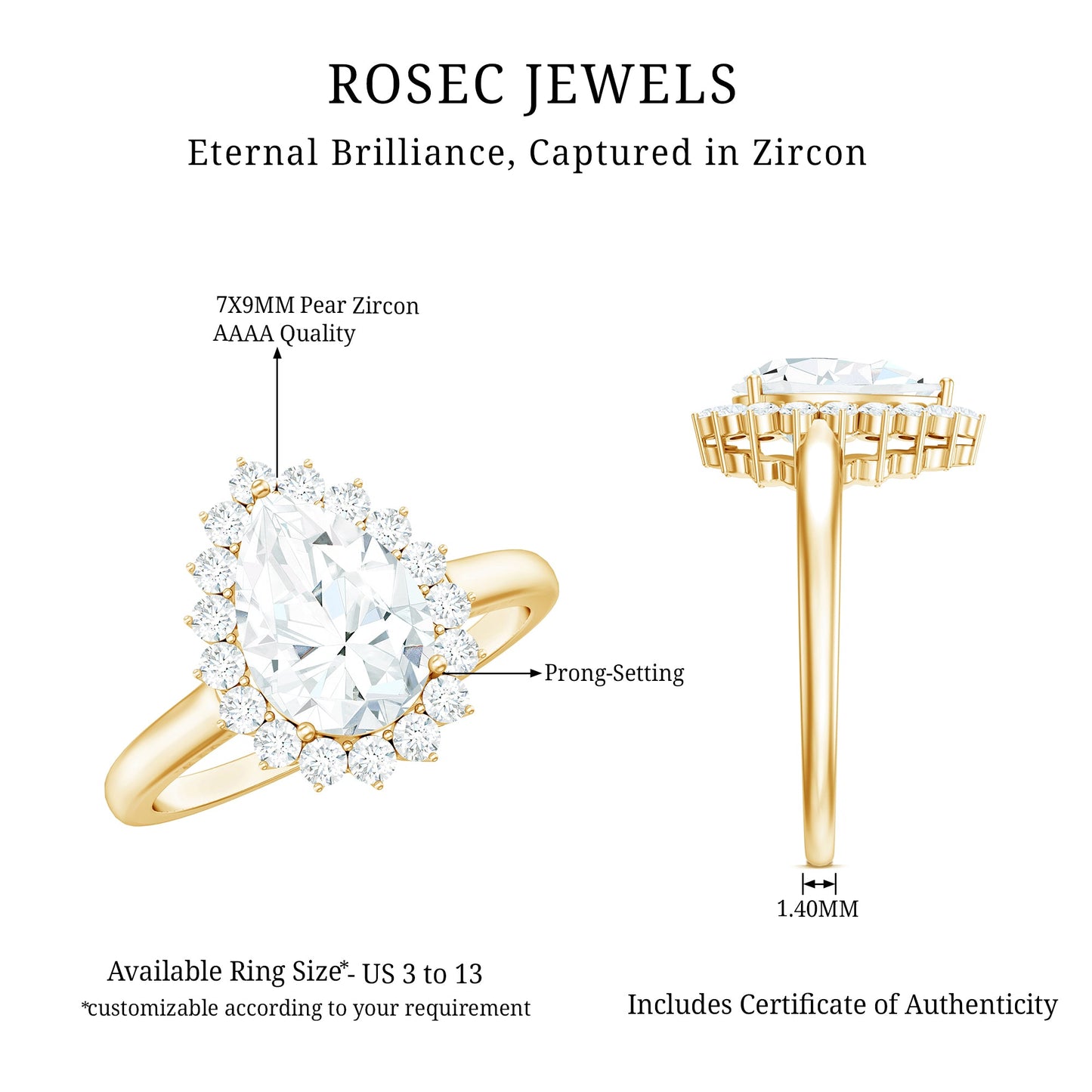 Cubic Zirconia Teardrop Halo Engagement Ring