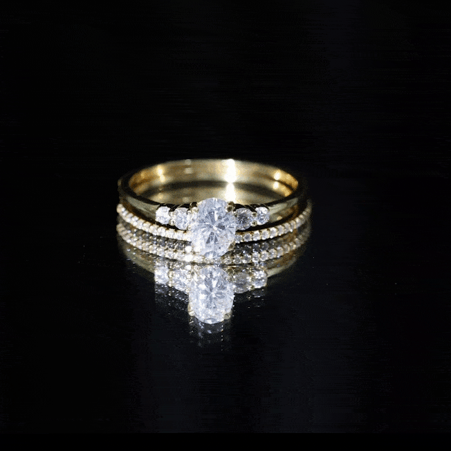 Certified 5X7 MM Oval Lab Grown Diamond Bridal Ring Set