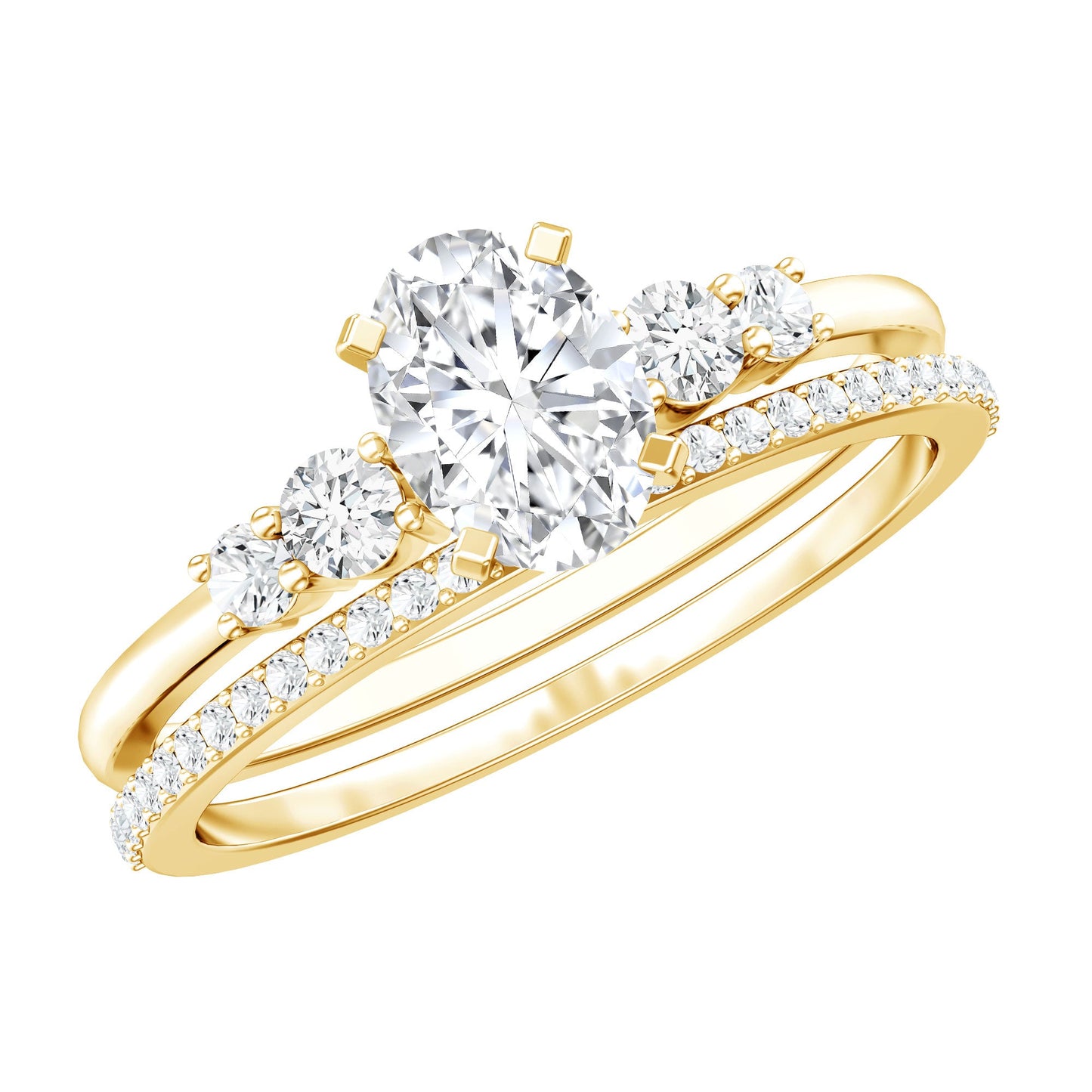 Certified 5X7 MM Oval Lab Grown Diamond Bridal Ring Set