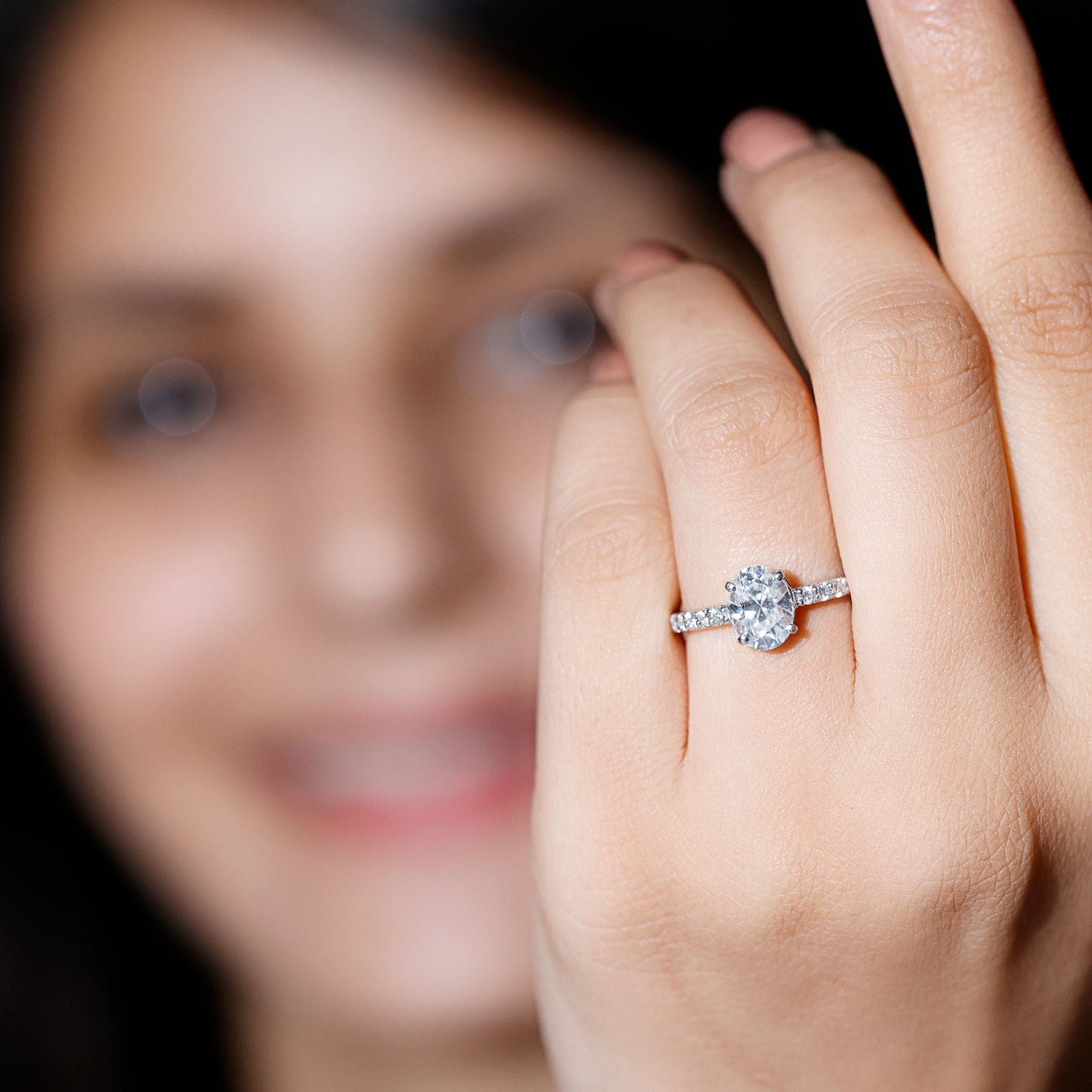 Certified 6X8 MM Lab Grown Diamond Oval Engagement Ring