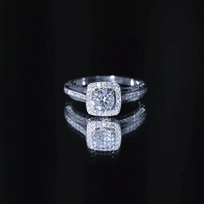 Certified 6 MM Lab Grown Diamond Halo Engagement Ring