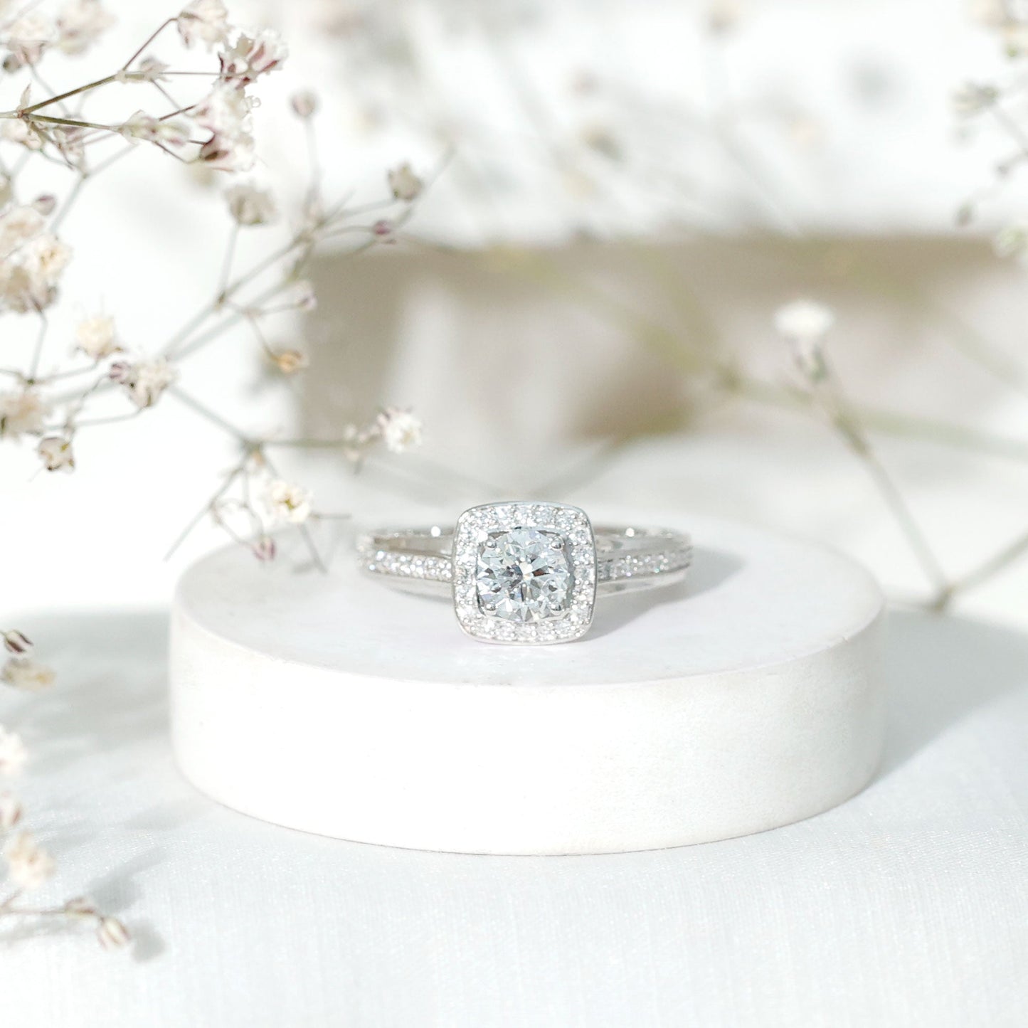 Certified 6 MM Lab Grown Diamond Halo Engagement Ring