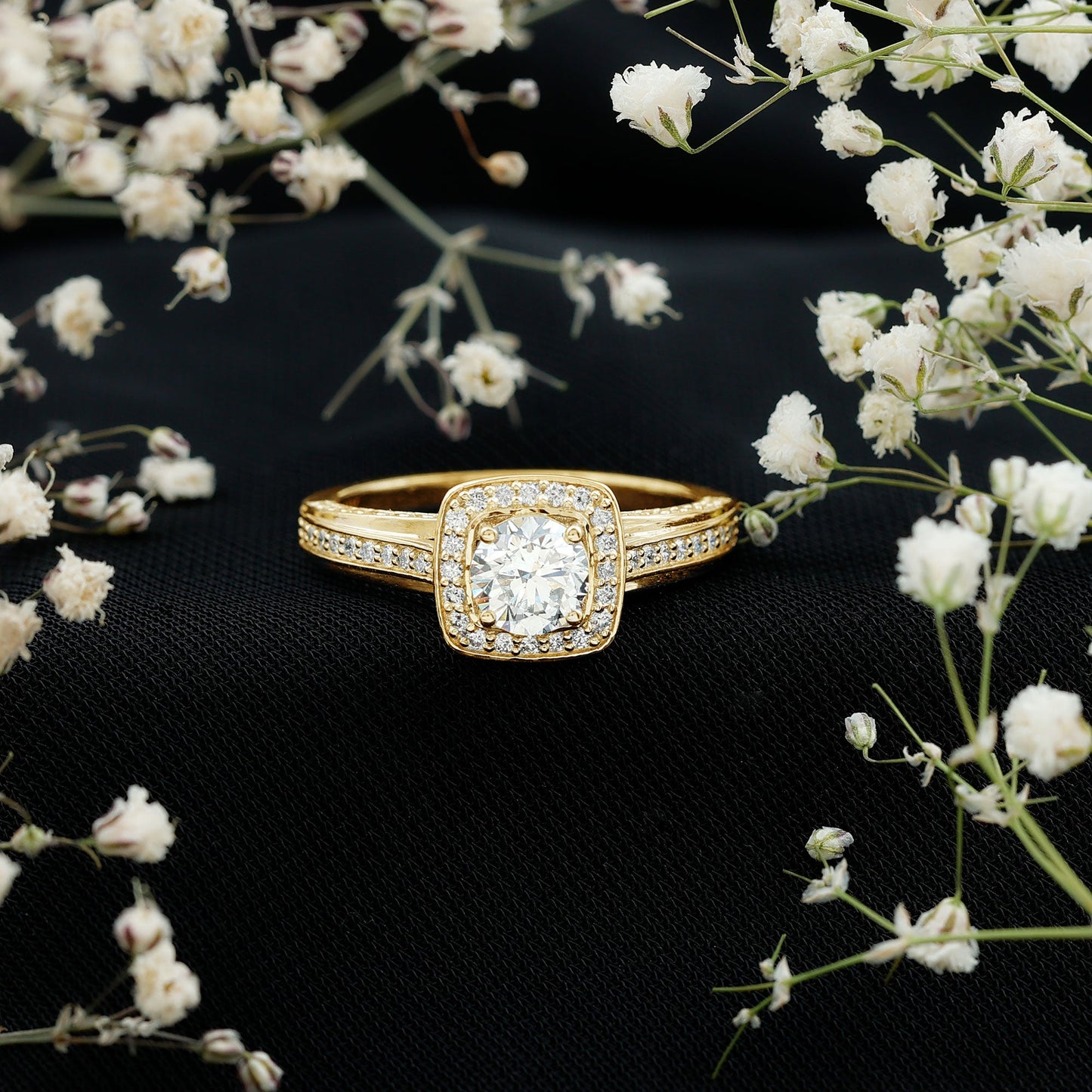 Certified 6 MM Lab Grown Diamond Halo Engagement Ring