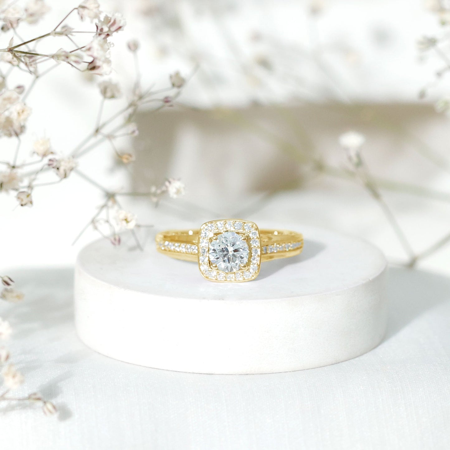 Certified 6 MM Lab Grown Diamond Halo Engagement Ring