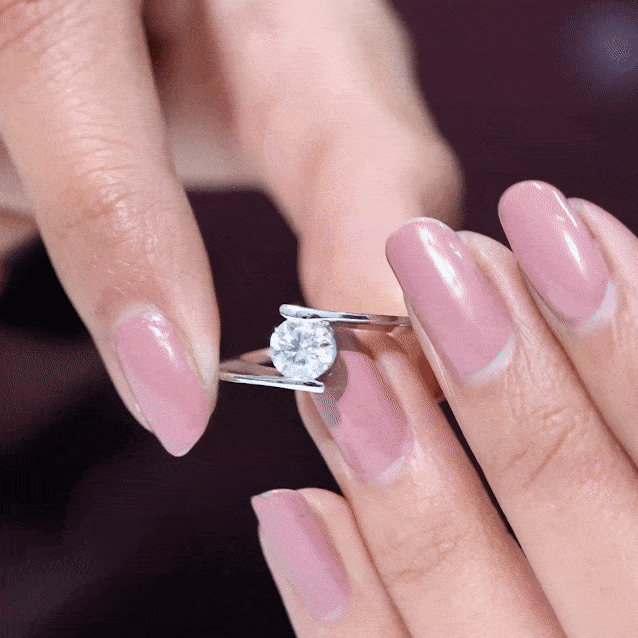 Certified 6 MM Lab Grown Diamond Tension Setting Engagement Ring