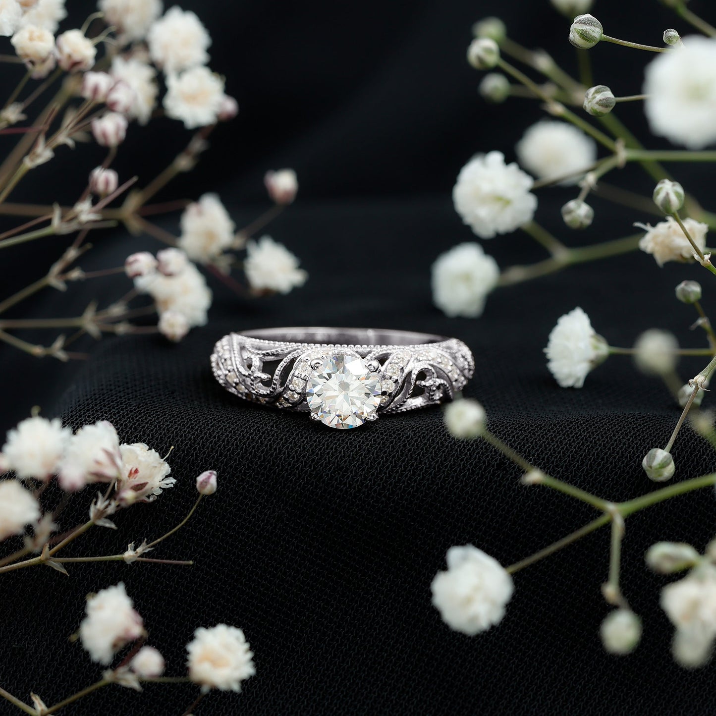 Certified 6 MM Lab Grown Diamond Designer Engagement Ring