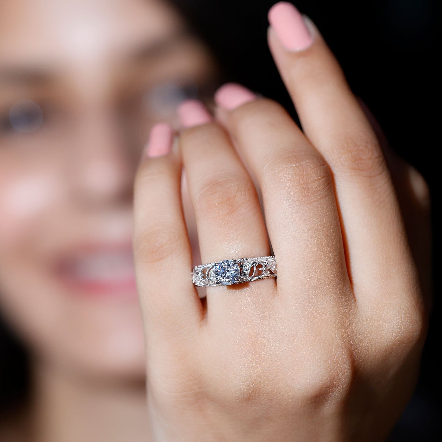 Certified 6 MM Lab Grown Diamond Designer Engagement Ring