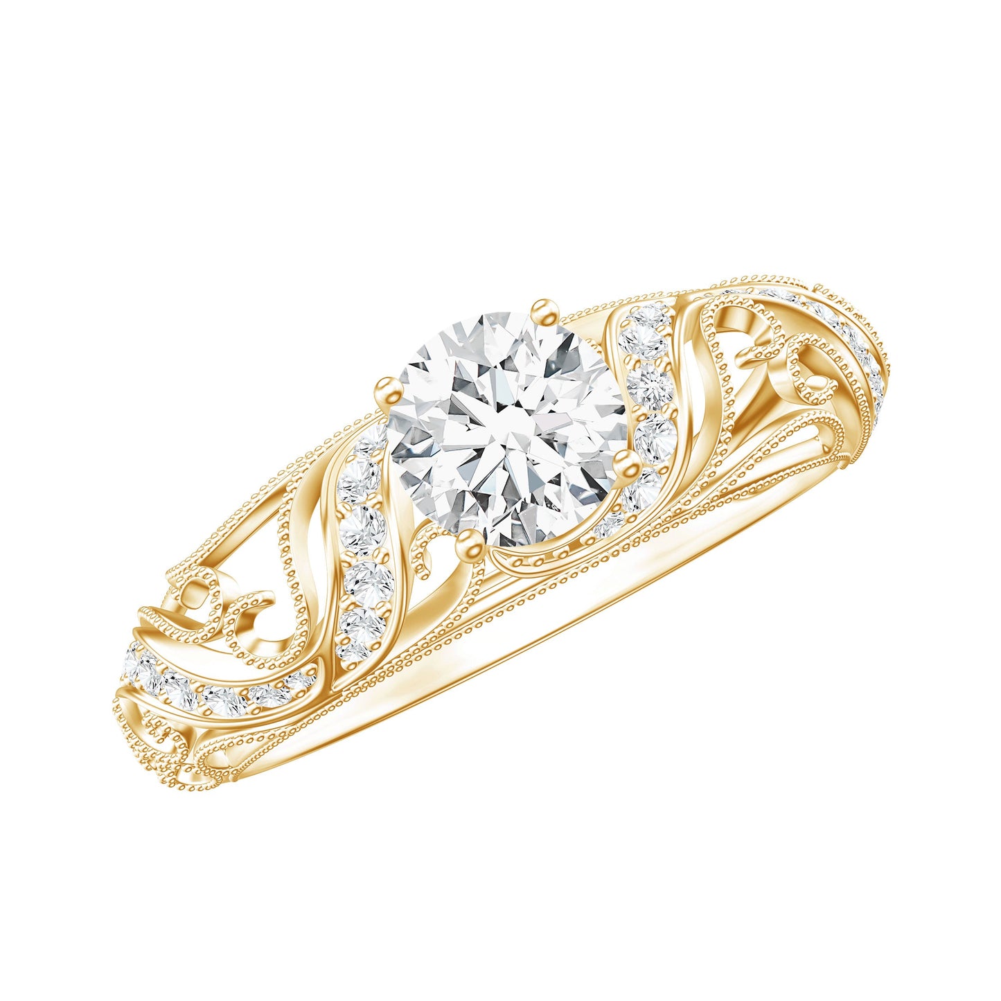 Certified 6 MM Lab Grown Diamond Designer Engagement Ring