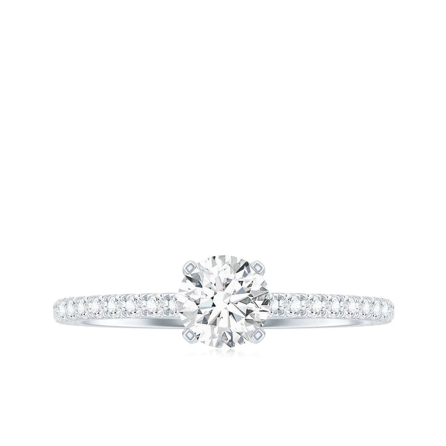 Lab Grown Diamond 5 MM Solitaire Engagement Ring with Side Stones