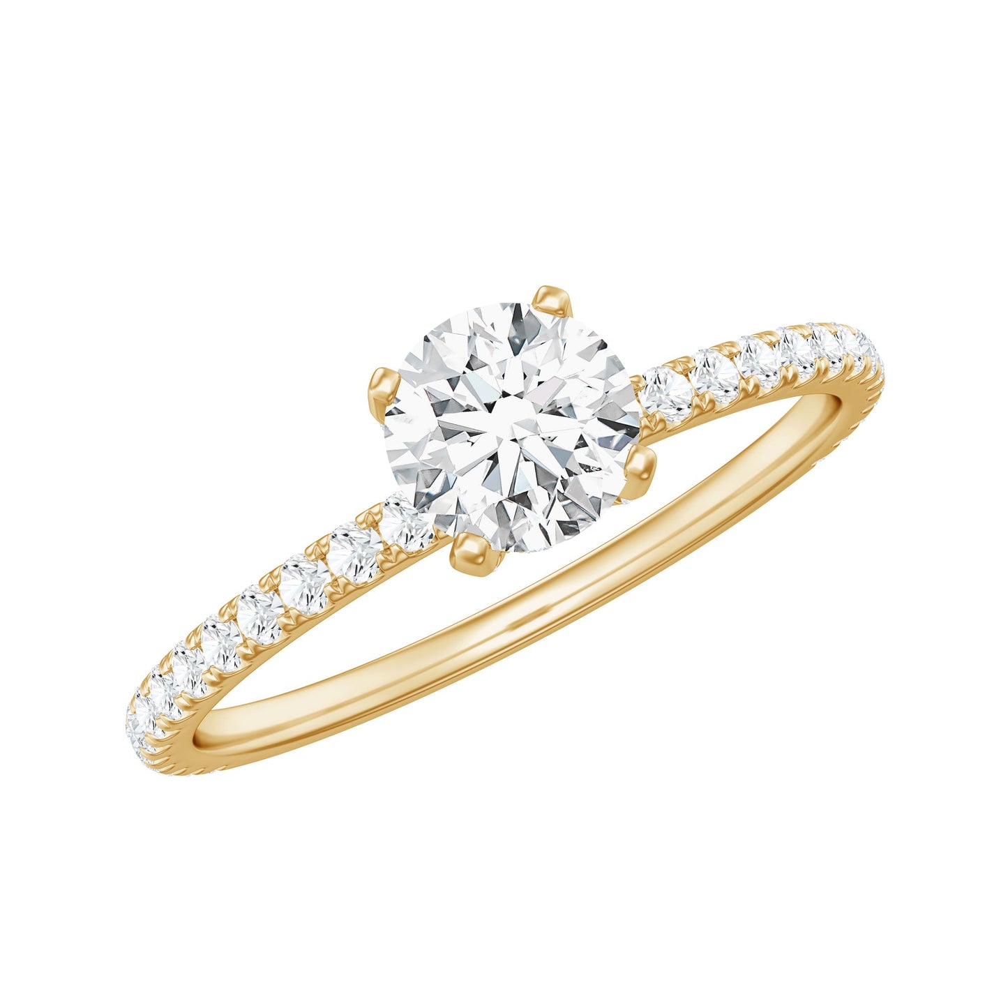 Lab Grown Diamond 5 MM Solitaire Engagement Ring with Side Stones